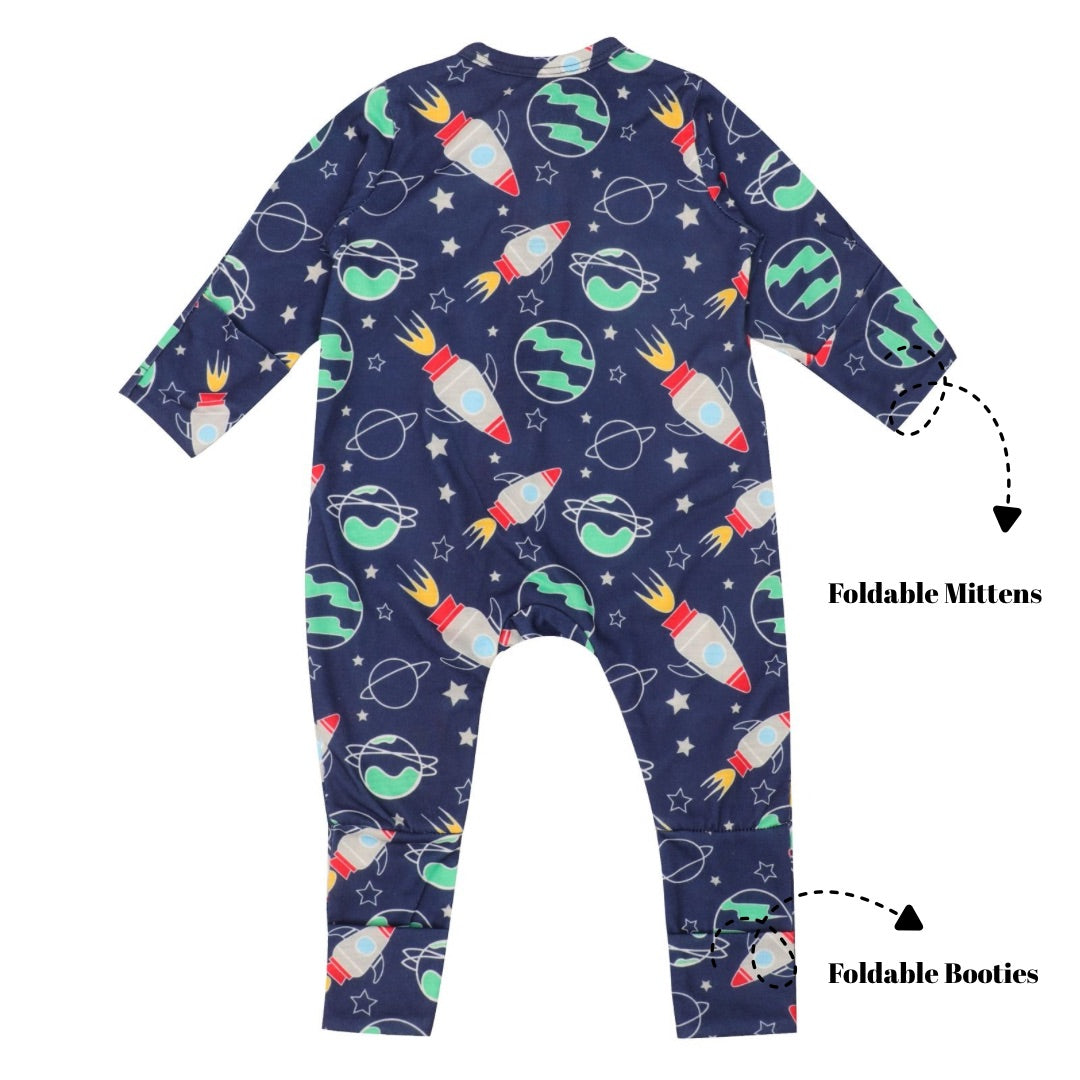 Footie with foldable Mittens & Booties - Cosmic