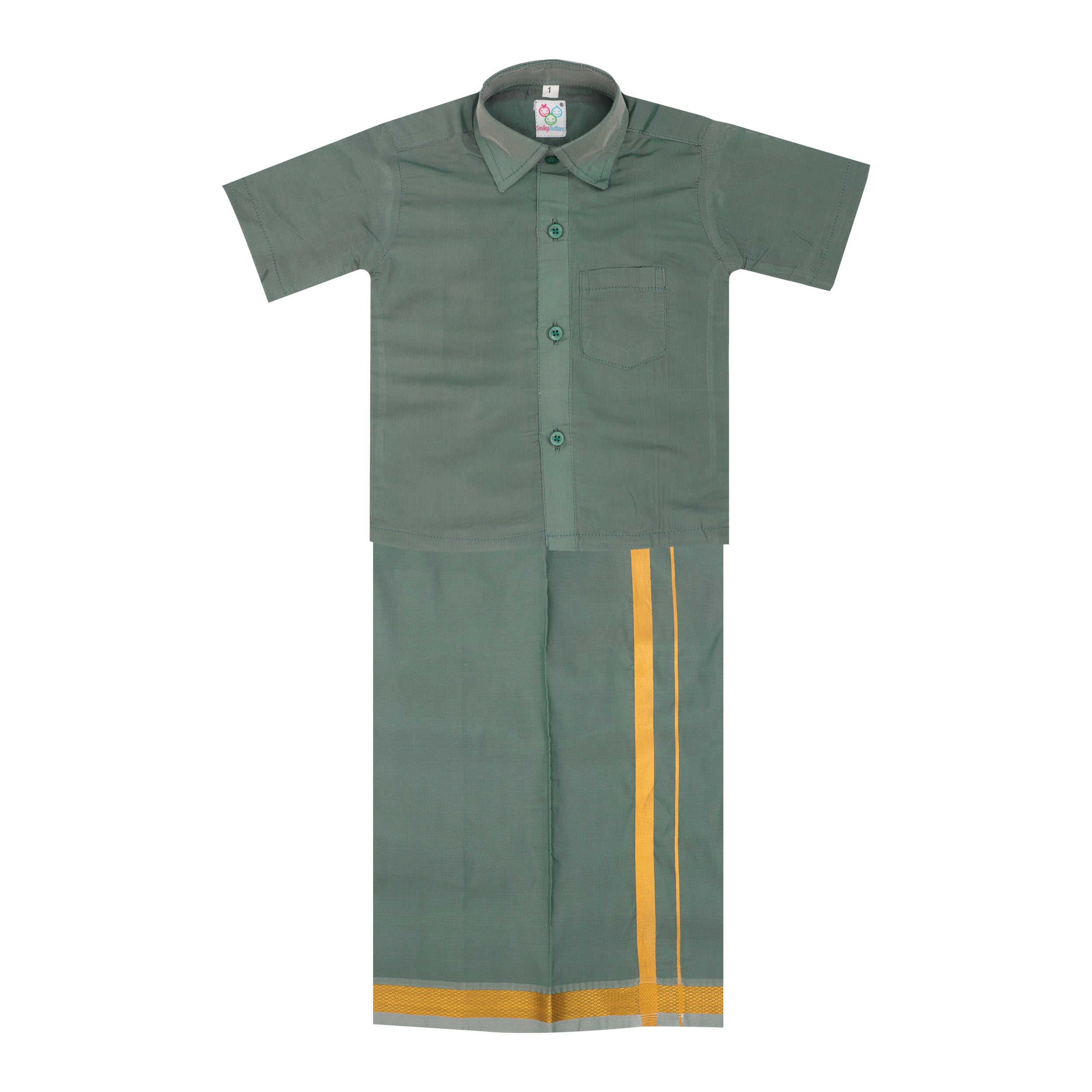 Dhoti Set - Olive Green