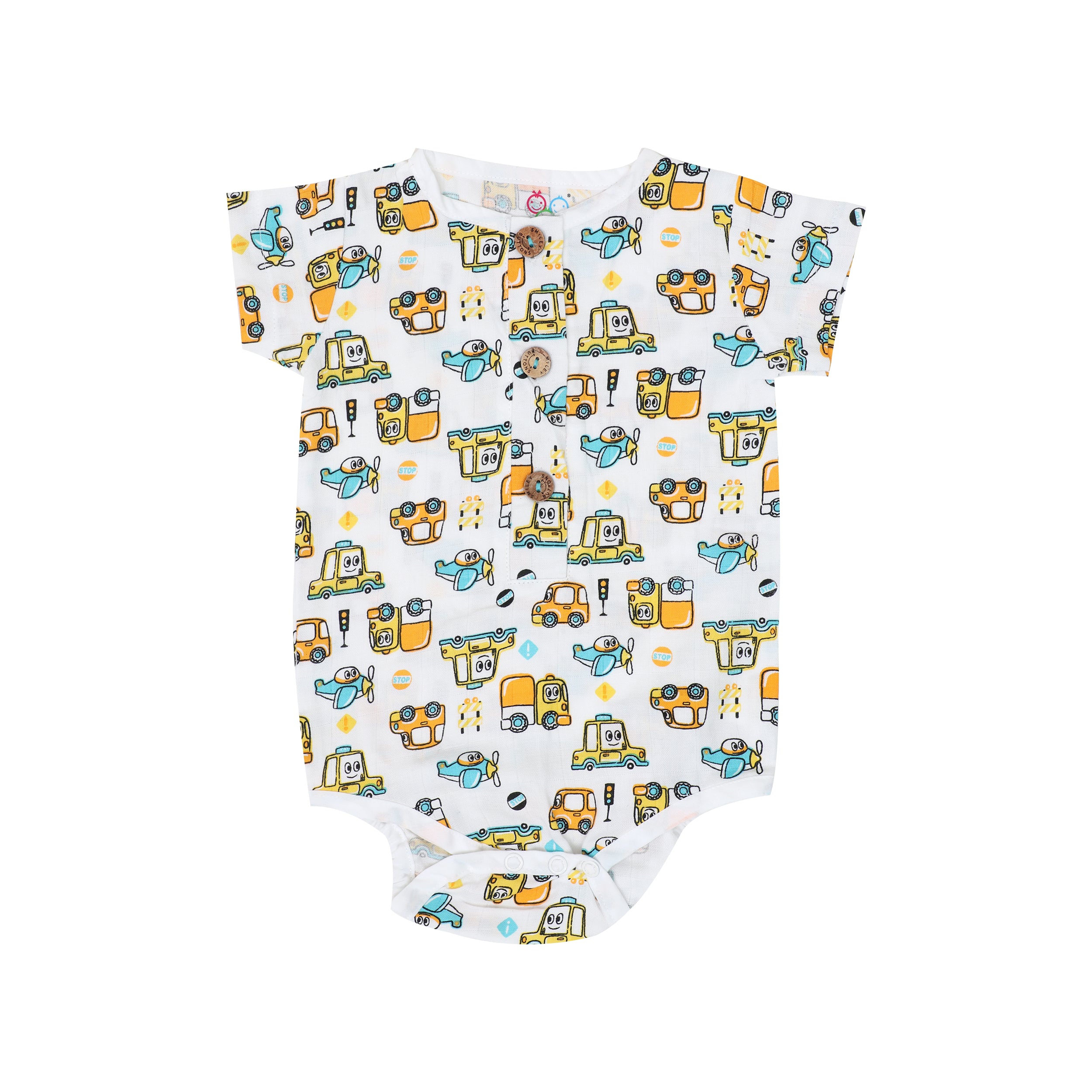 Muslin Bodysuit with Cap - Traffic Jam