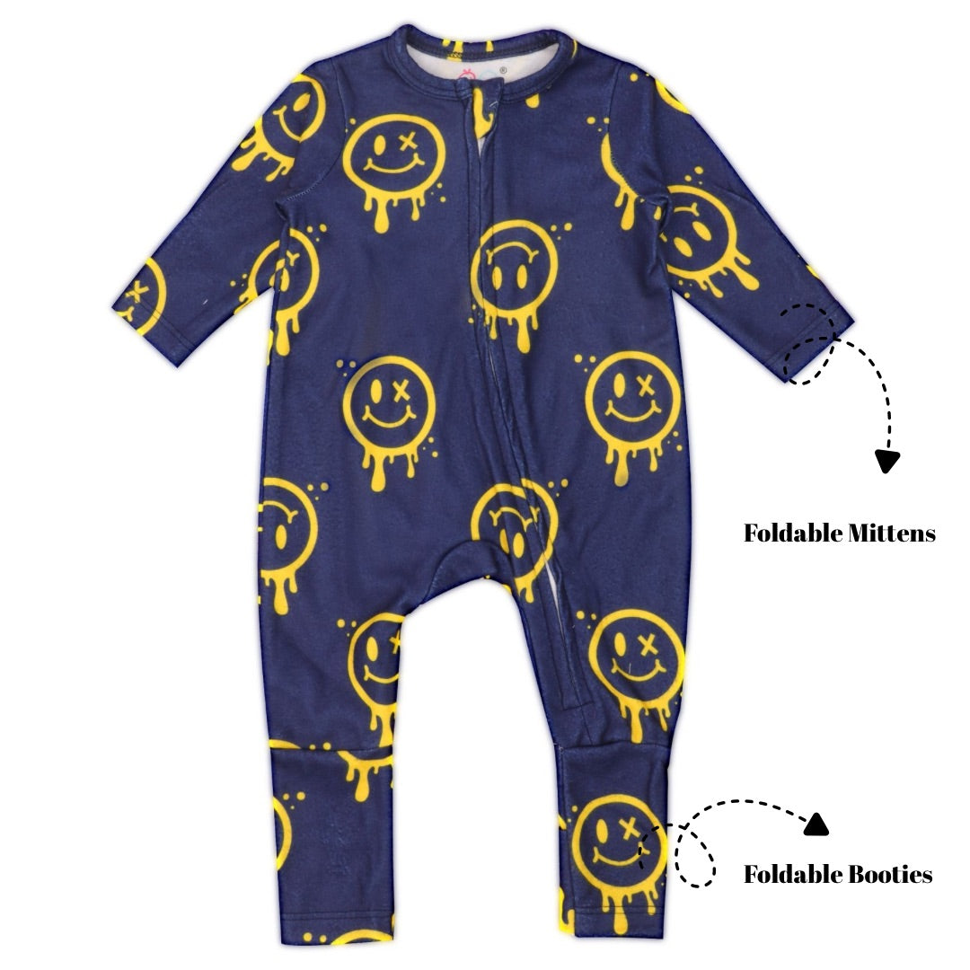 Footie with foldable Mittens & Booties - Smiley