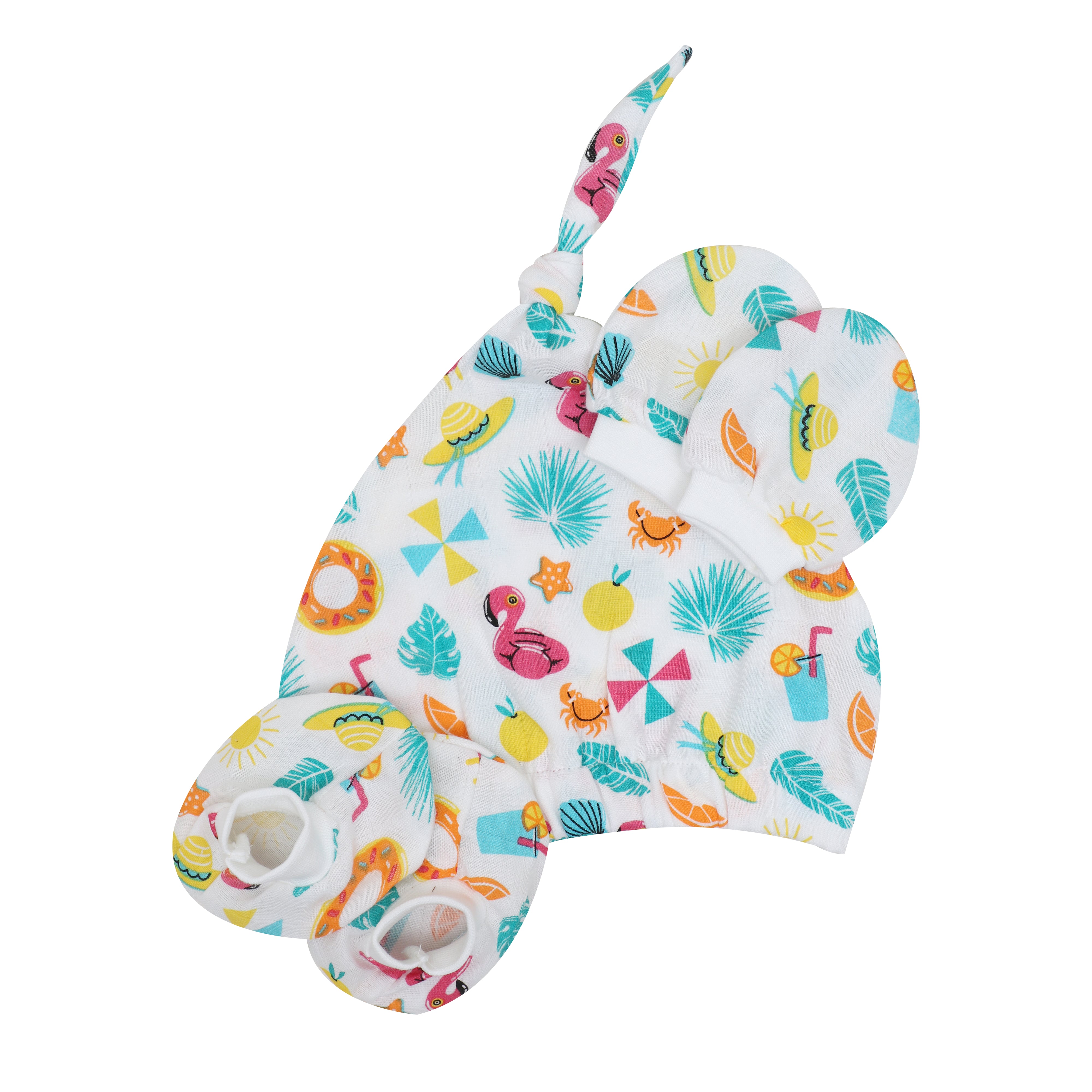 New Muslin Cap Booties & Mittens