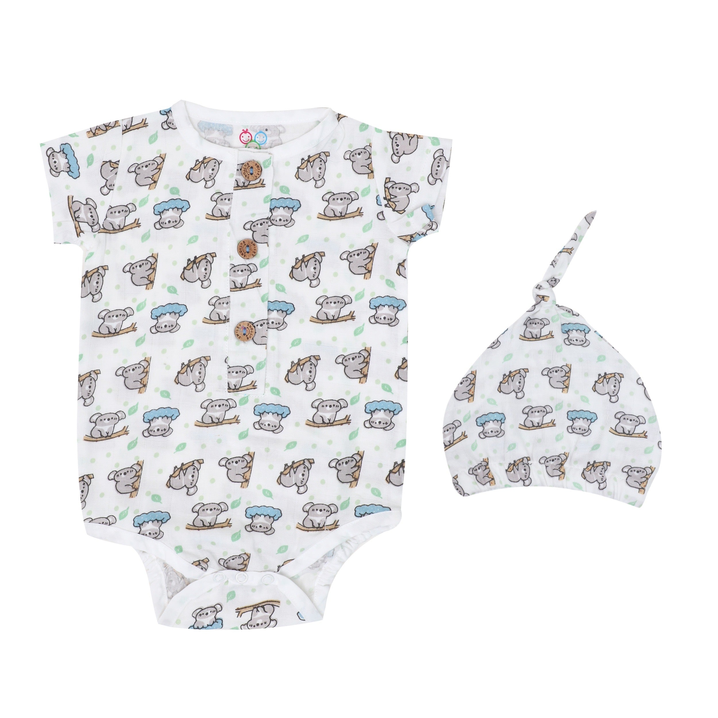 Muslin Bodysuit with Cap - Koala Kuddles