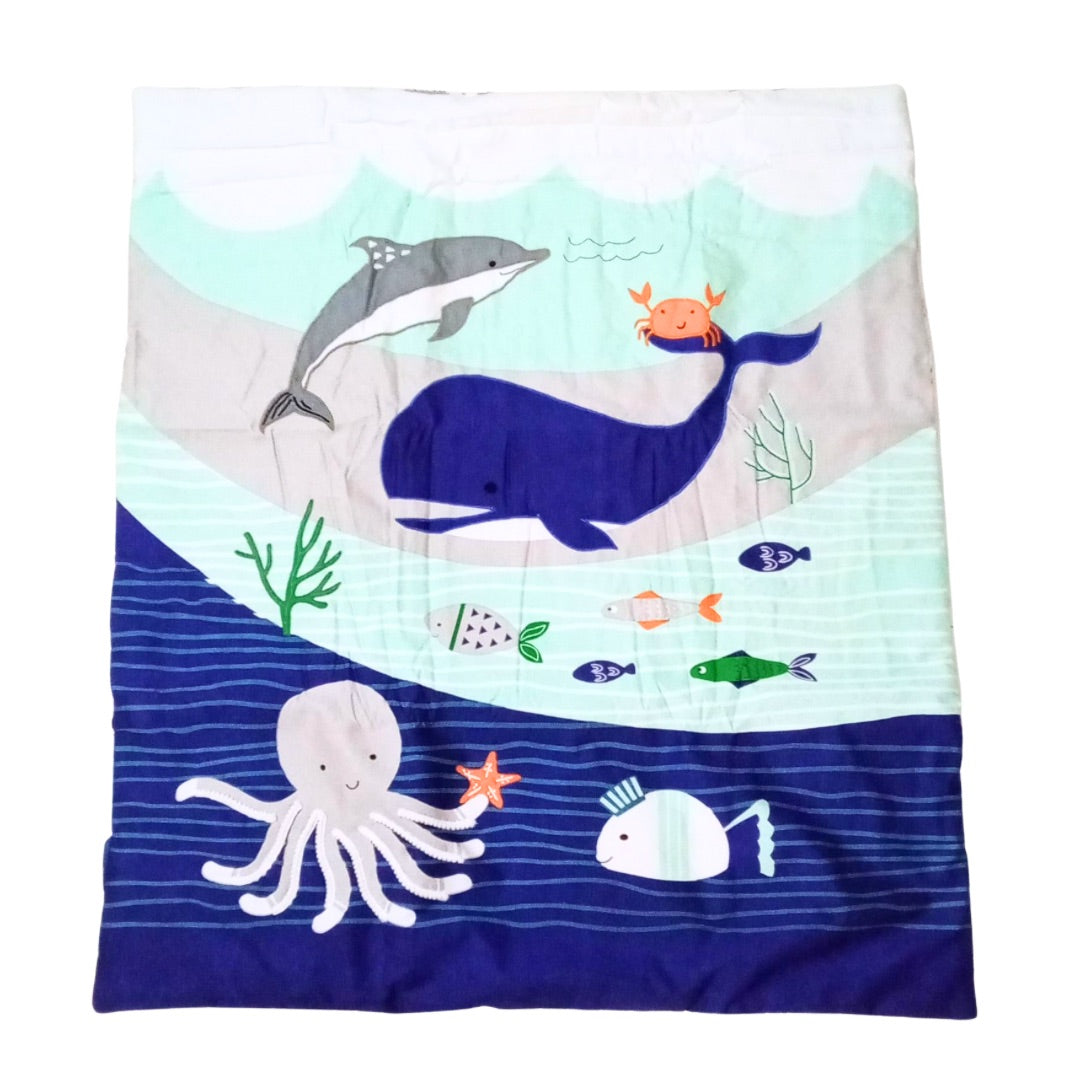 Cotton Baby Quilt Reversible - Sea