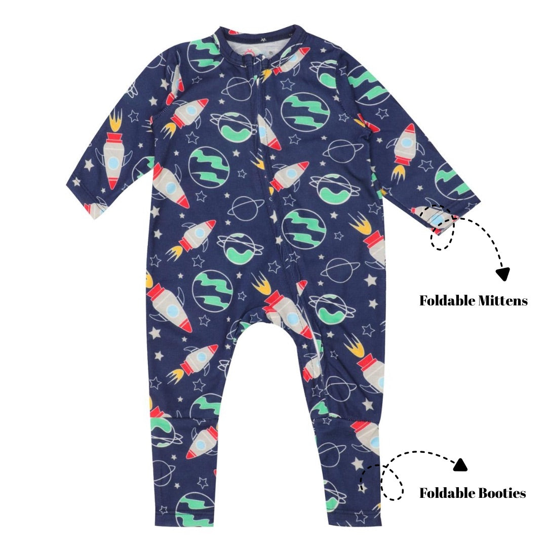 Footie with foldable Mittens & Booties - Cosmic