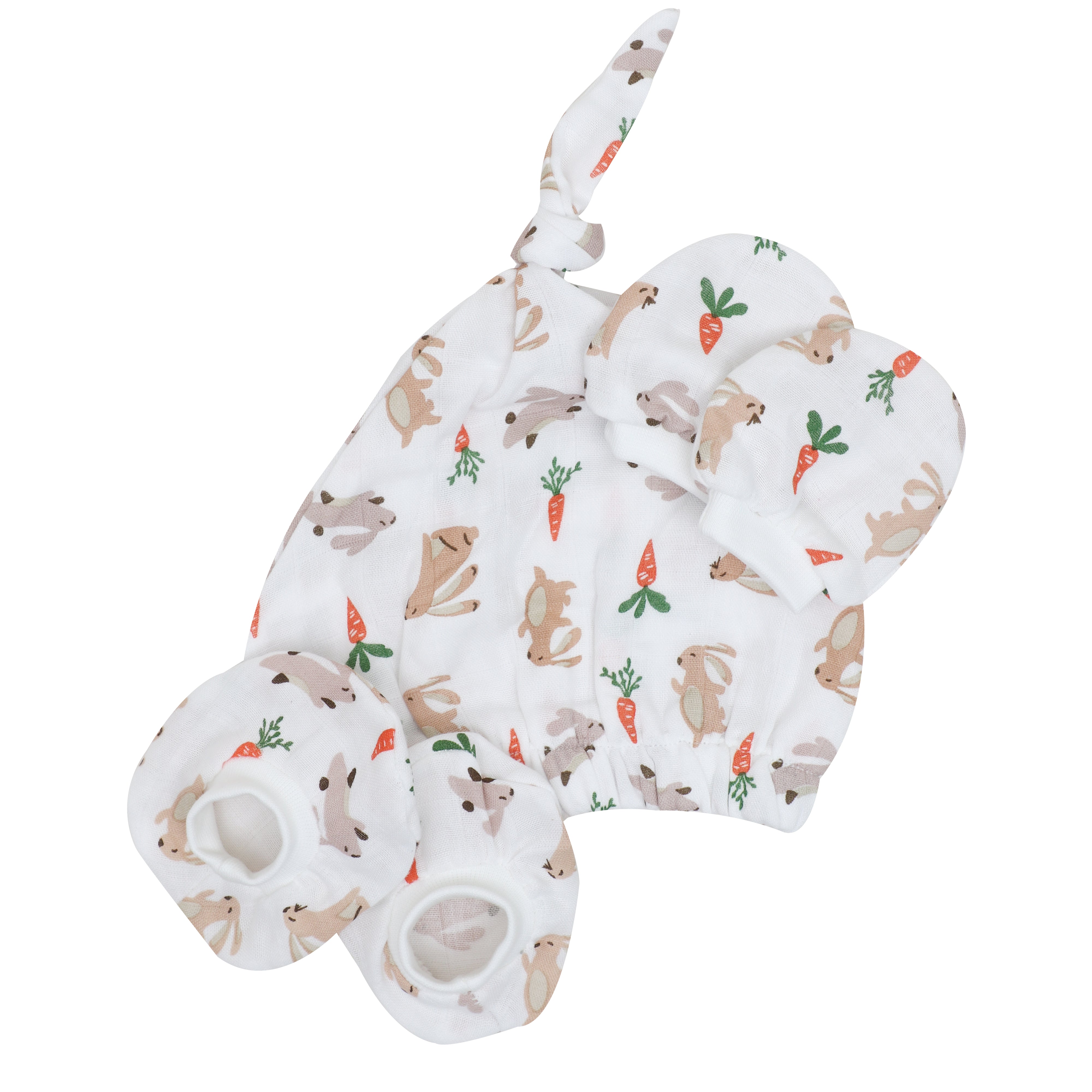 New Muslin Cap Booties & Mittens