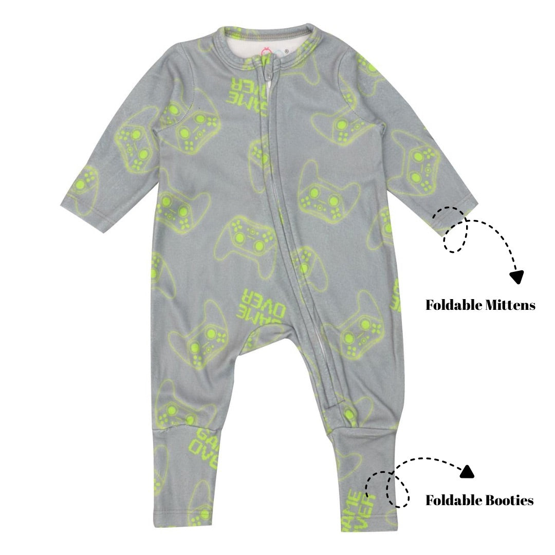 Footie with foldable Mittens & Booties - Grey