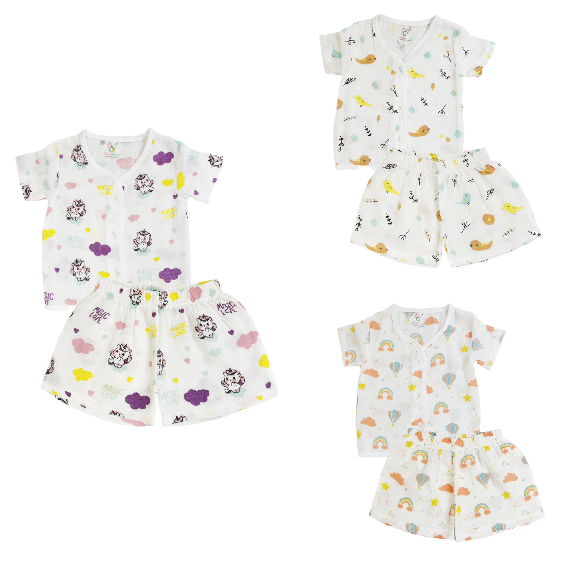 SALE | Muslin Jabla Set - Top & Shorts - 3 Pack-n