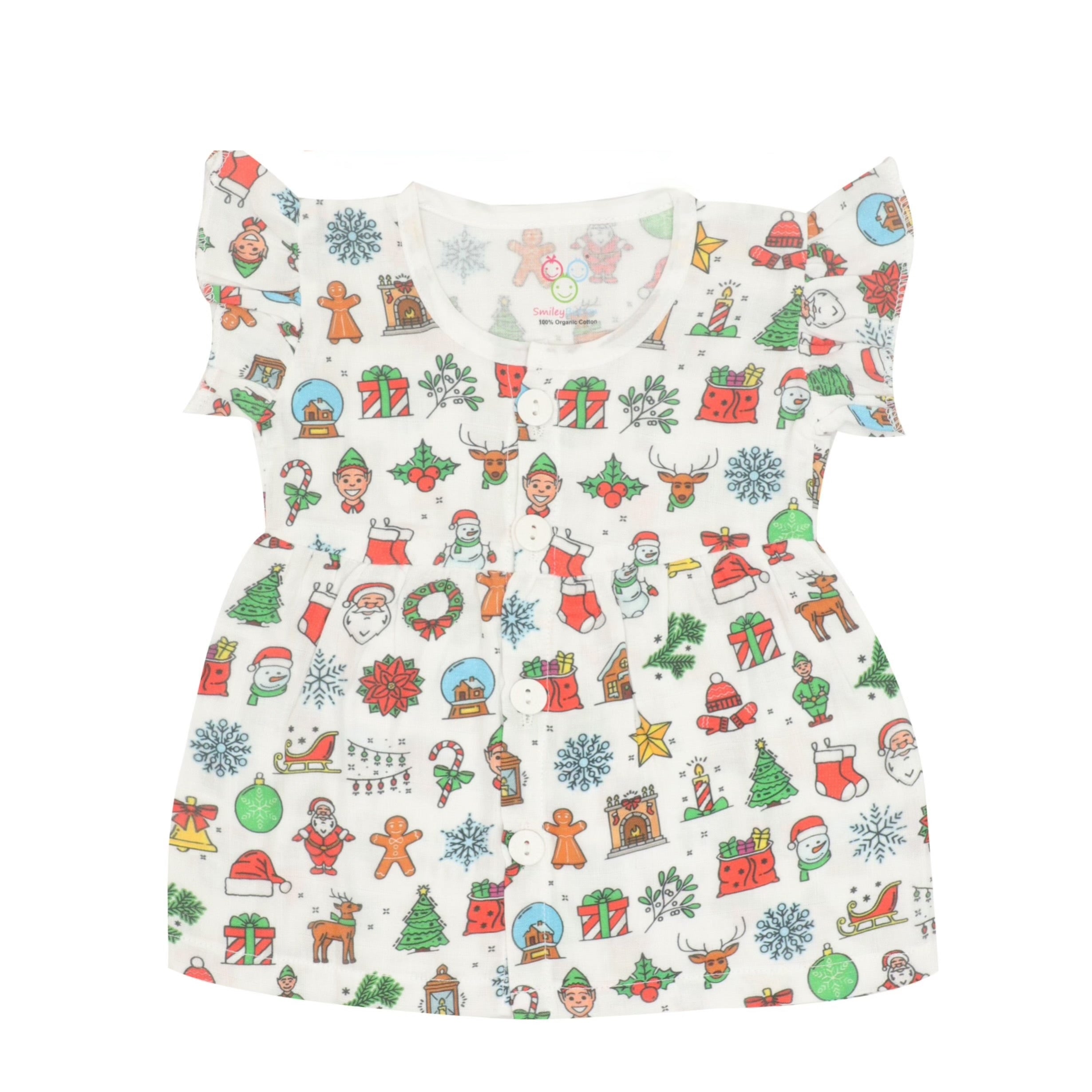 New Muslin Frock  Santa set