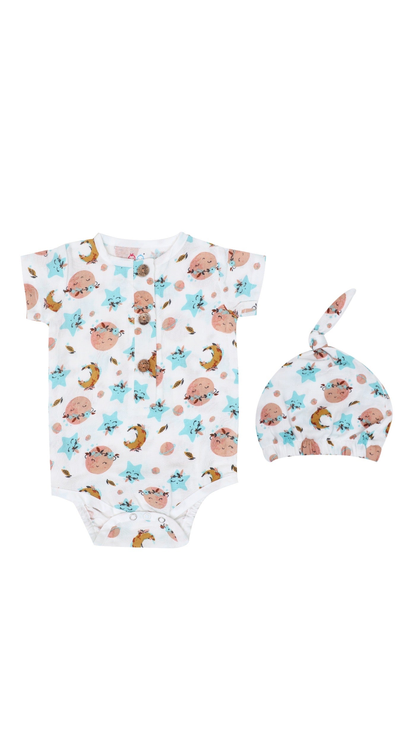 Muslin Bodysuit with Cap - Twinkle Dream