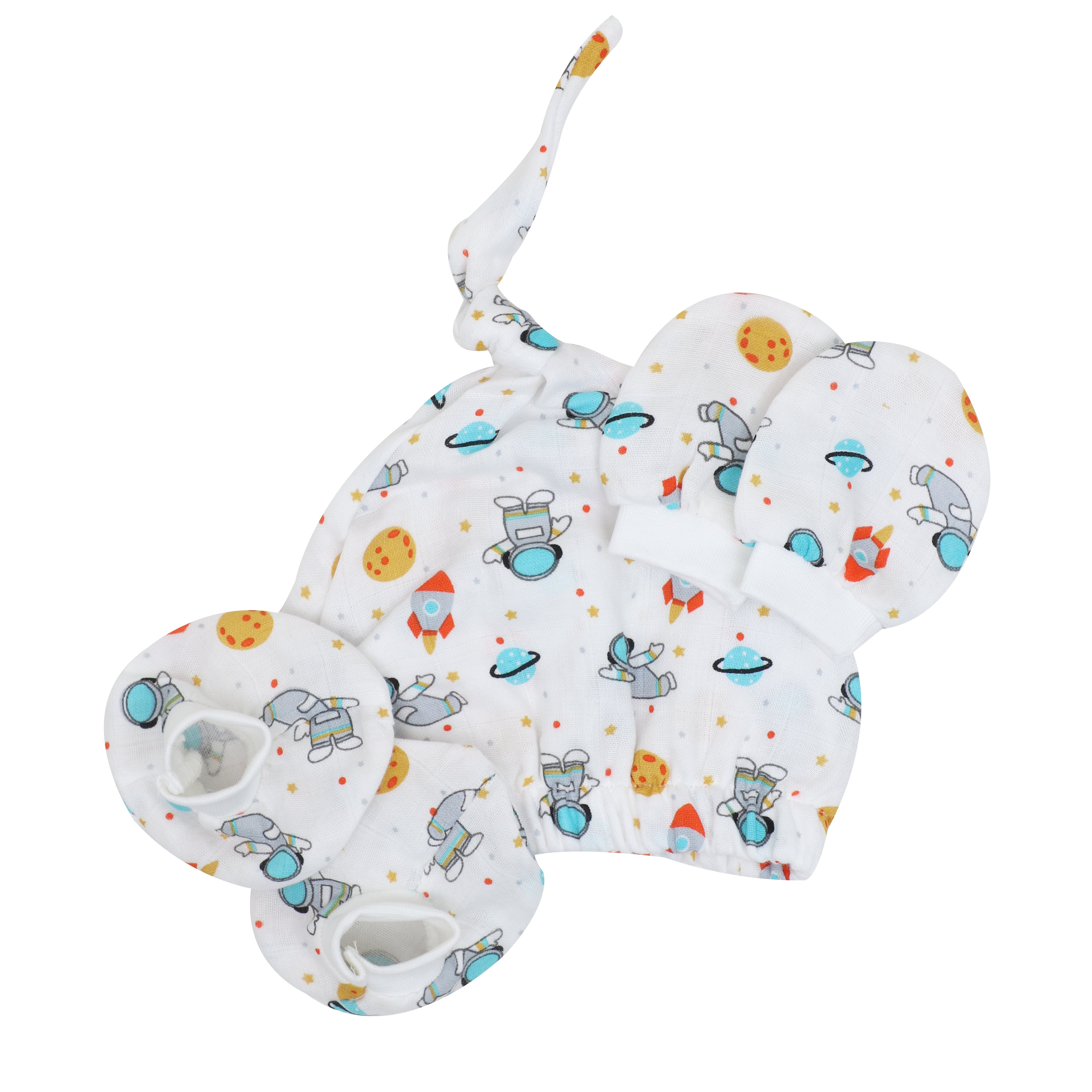 New Muslin Cap Booties & Mittens