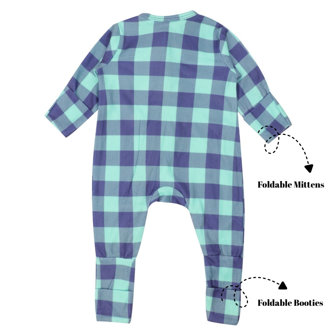 Footie with foldable Mittens & Booties - Blue
