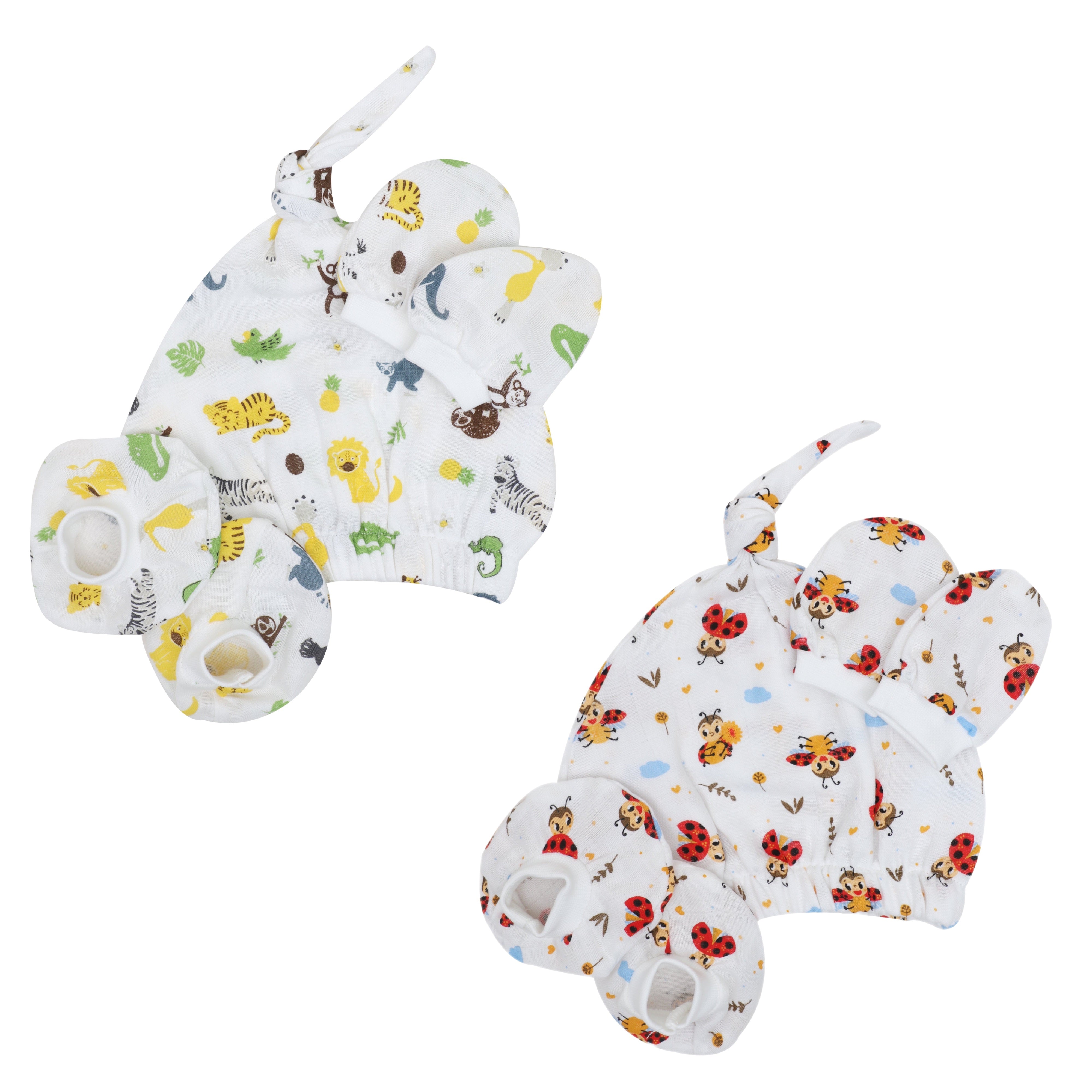 Cap Booties & Mittens - Muslin - 2 Pack