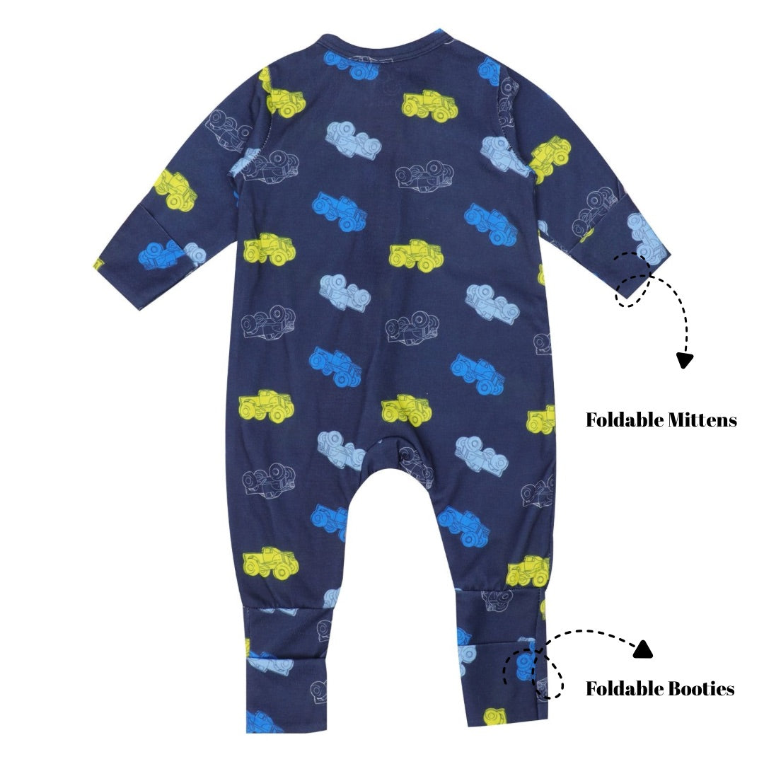Footie with foldable Mittens & Booties - Traffic Jam