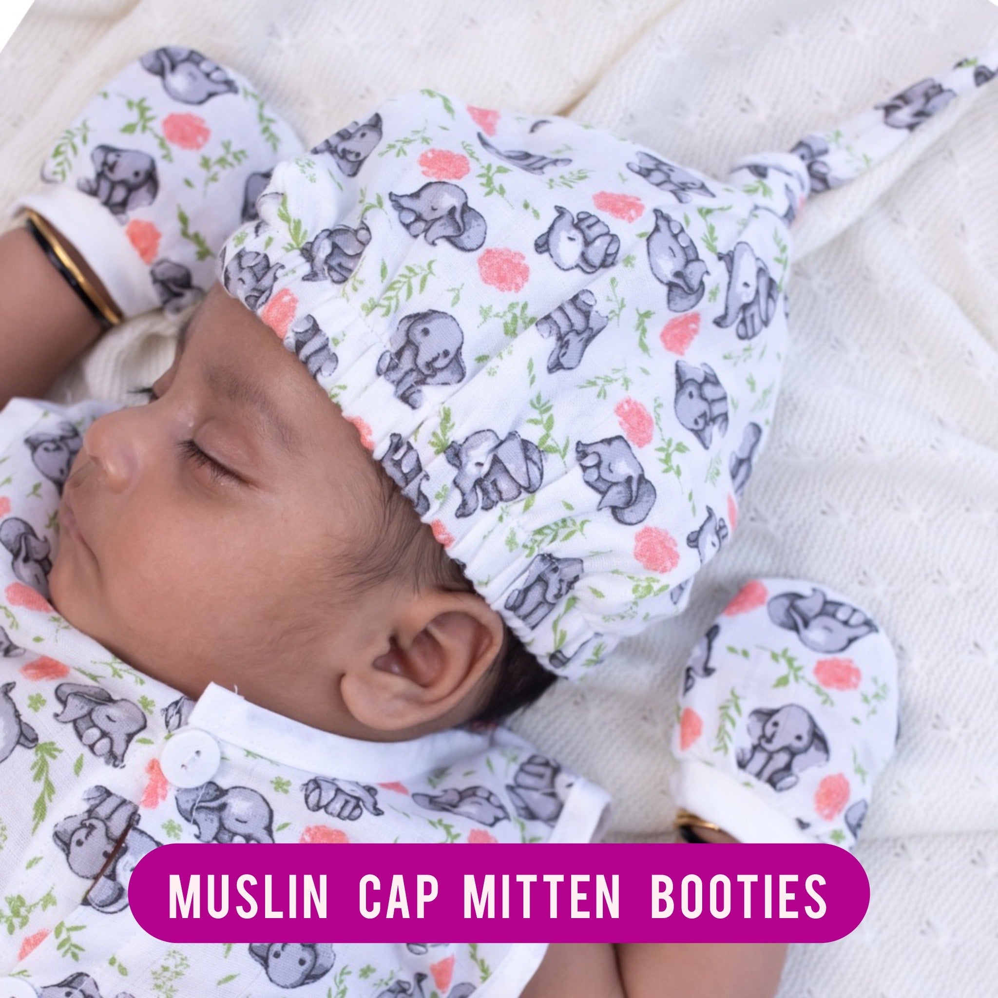 Muslin Cap Booties & Mittens - Tiny Trunkster