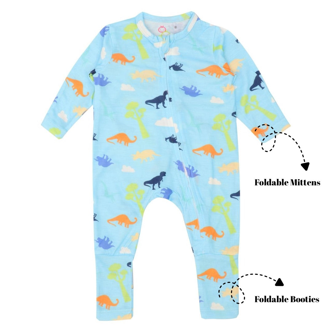 Footie with foldable Mittens & Booties - Dino World