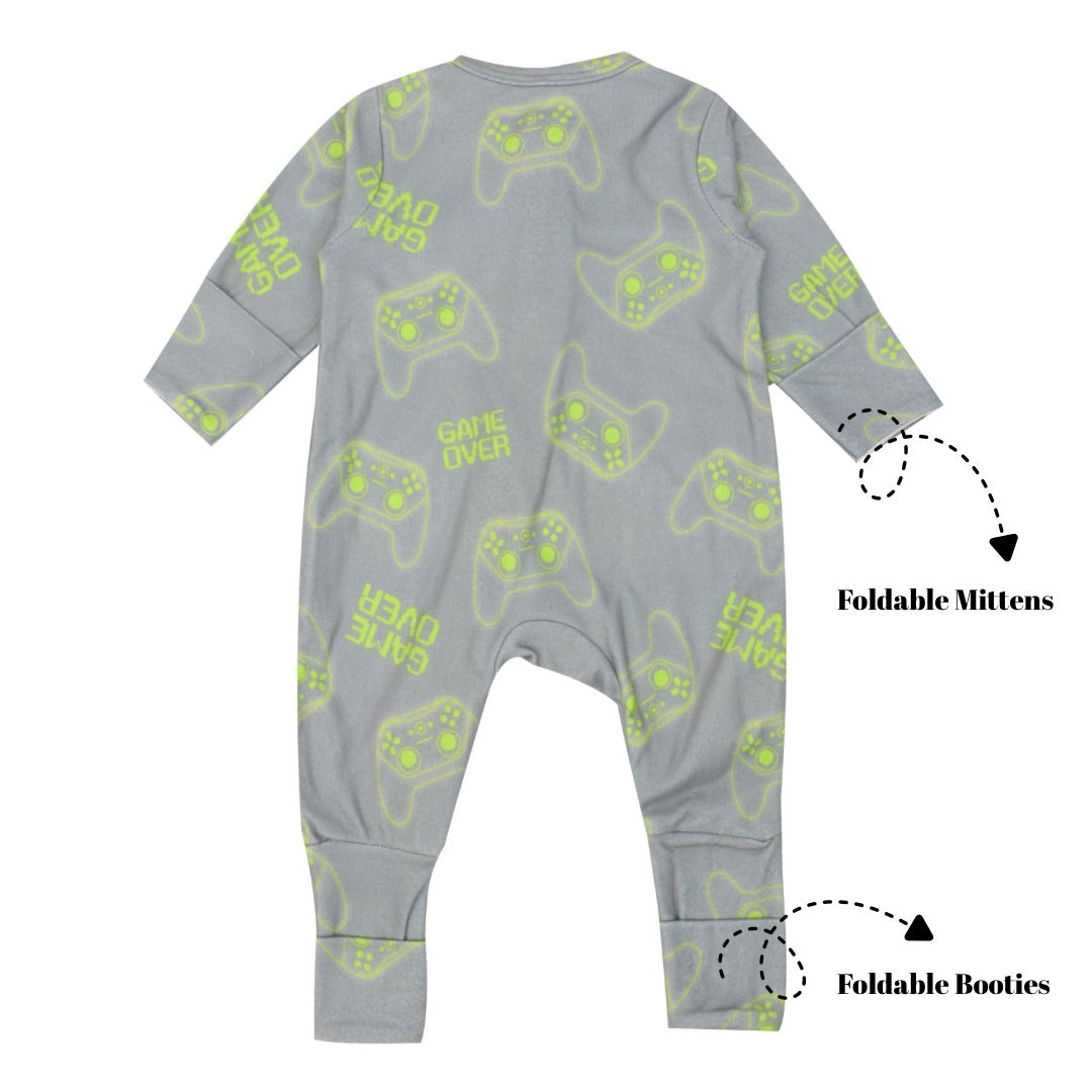Footie with foldable Mittens & Booties - Grey