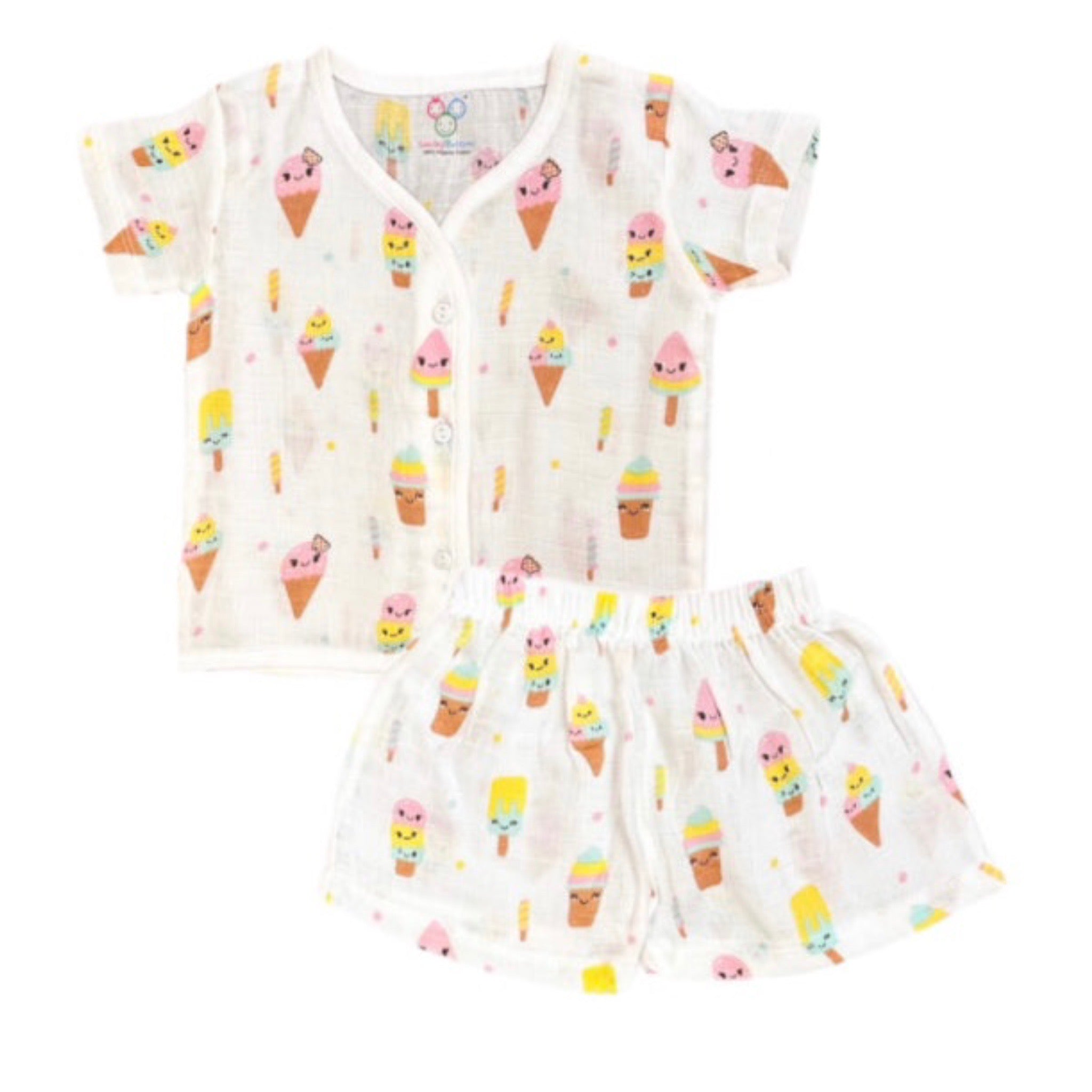 SALE | Muslin Jabla Set - Top & Shorts - Icecream -n