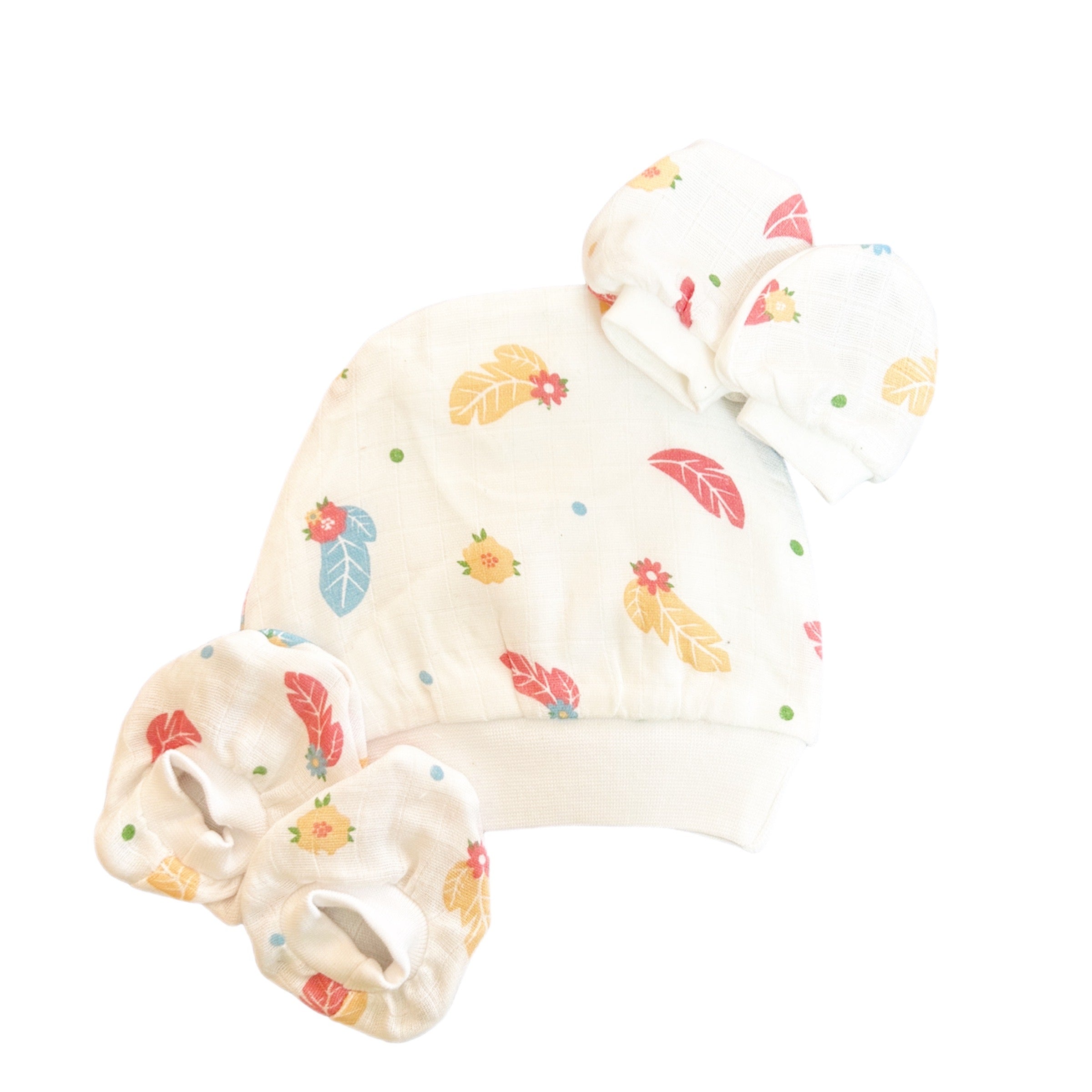New Muslin Cap Booties & Mittens 2 set