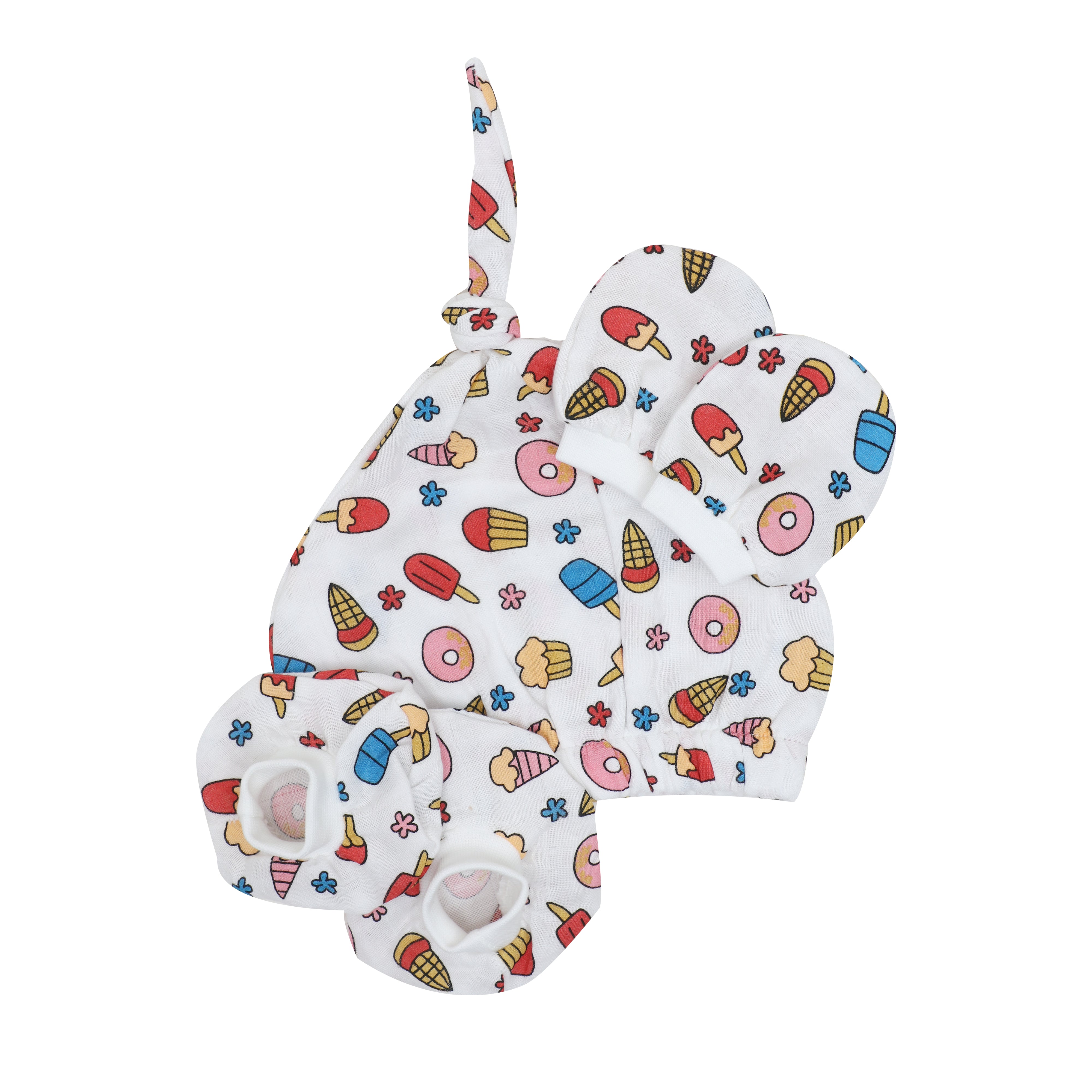 Muslin Cap Booties & Mittens - Sundae Swirl