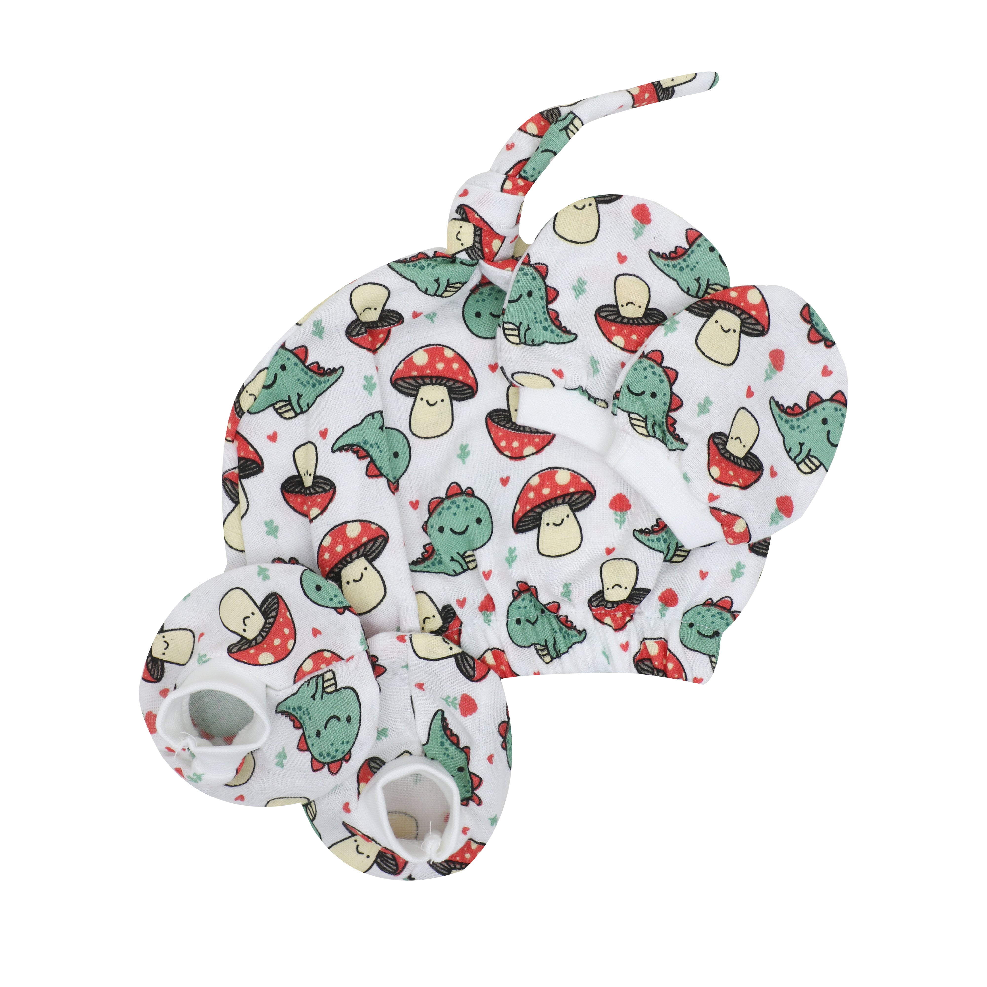 New Muslin Cap Booties & Mittens
