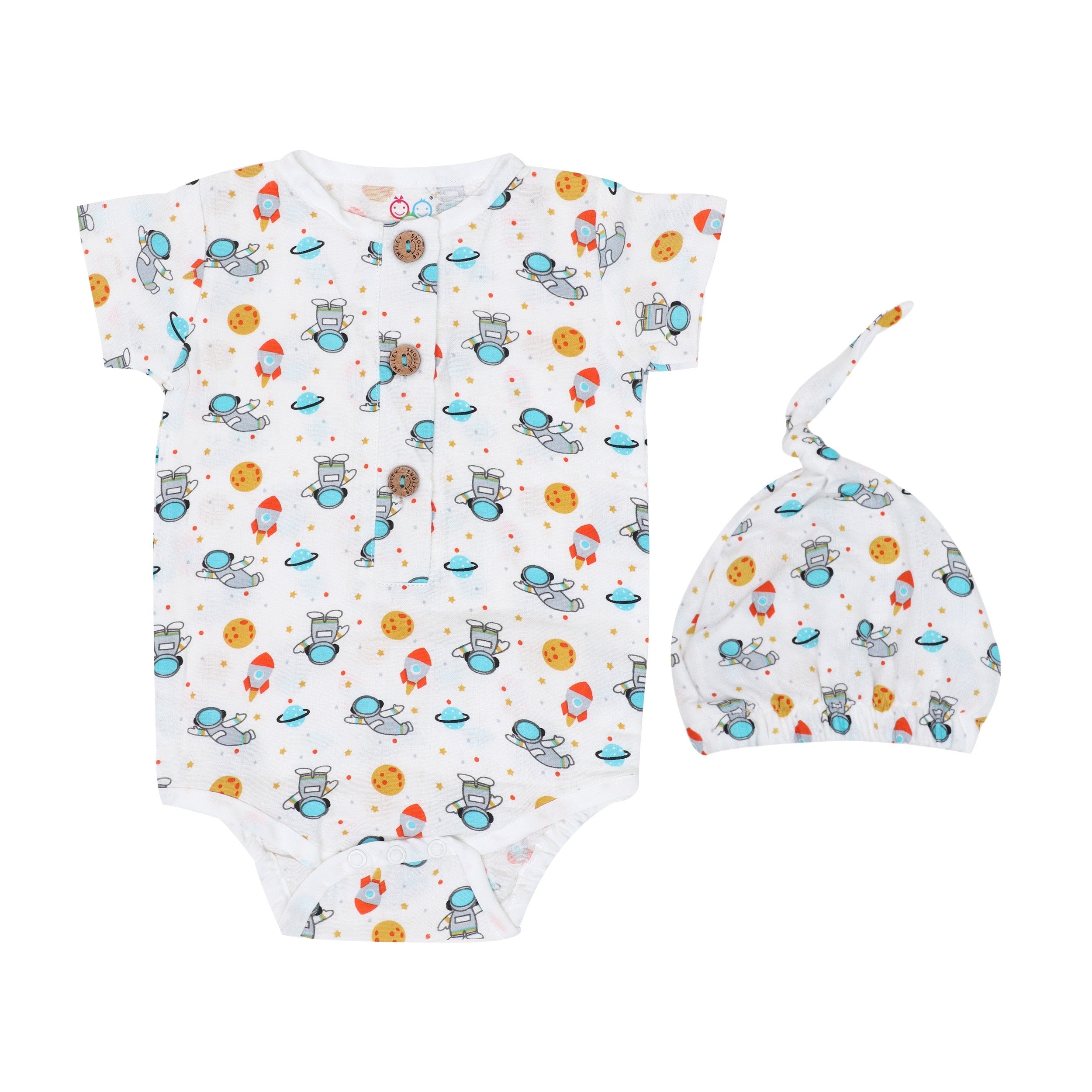 Muslin Bodysuit with Cap - Cosmic Voyager