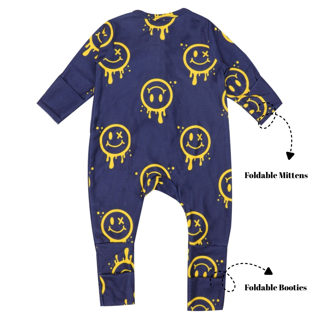 Footie with foldable Mittens & Booties - Smiley