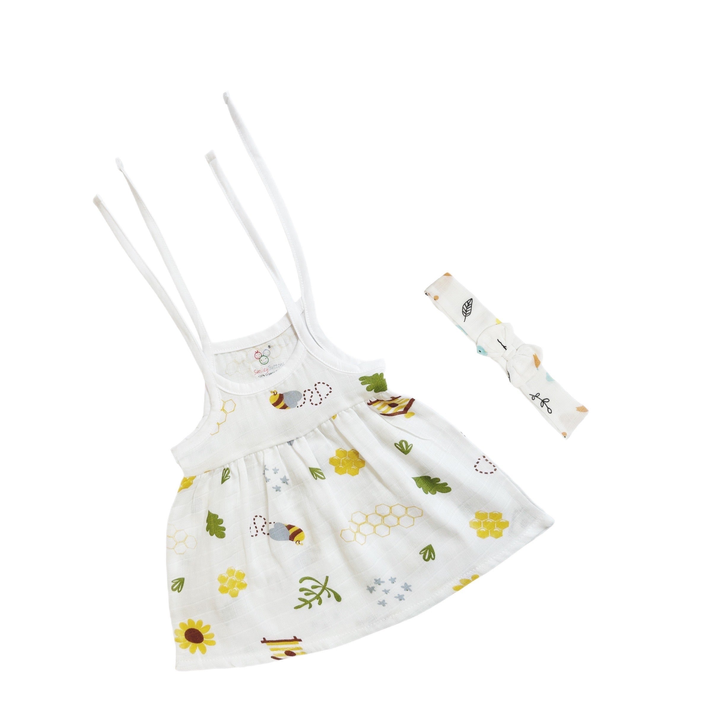 Organic Muslin Frock Jabla With Bow - Pack of 2