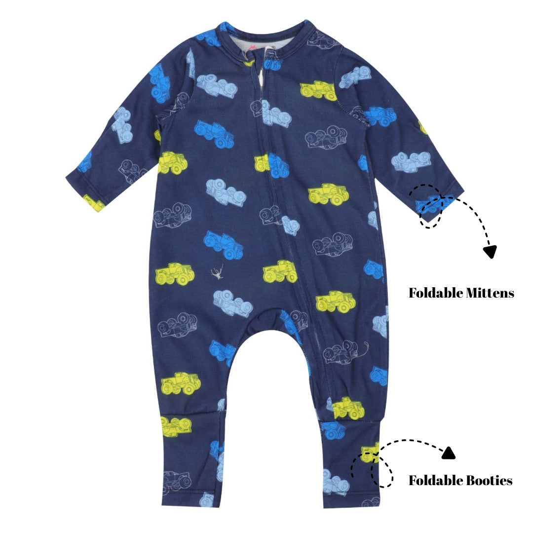 Footie with foldable Mittens & Booties - Traffic Jam