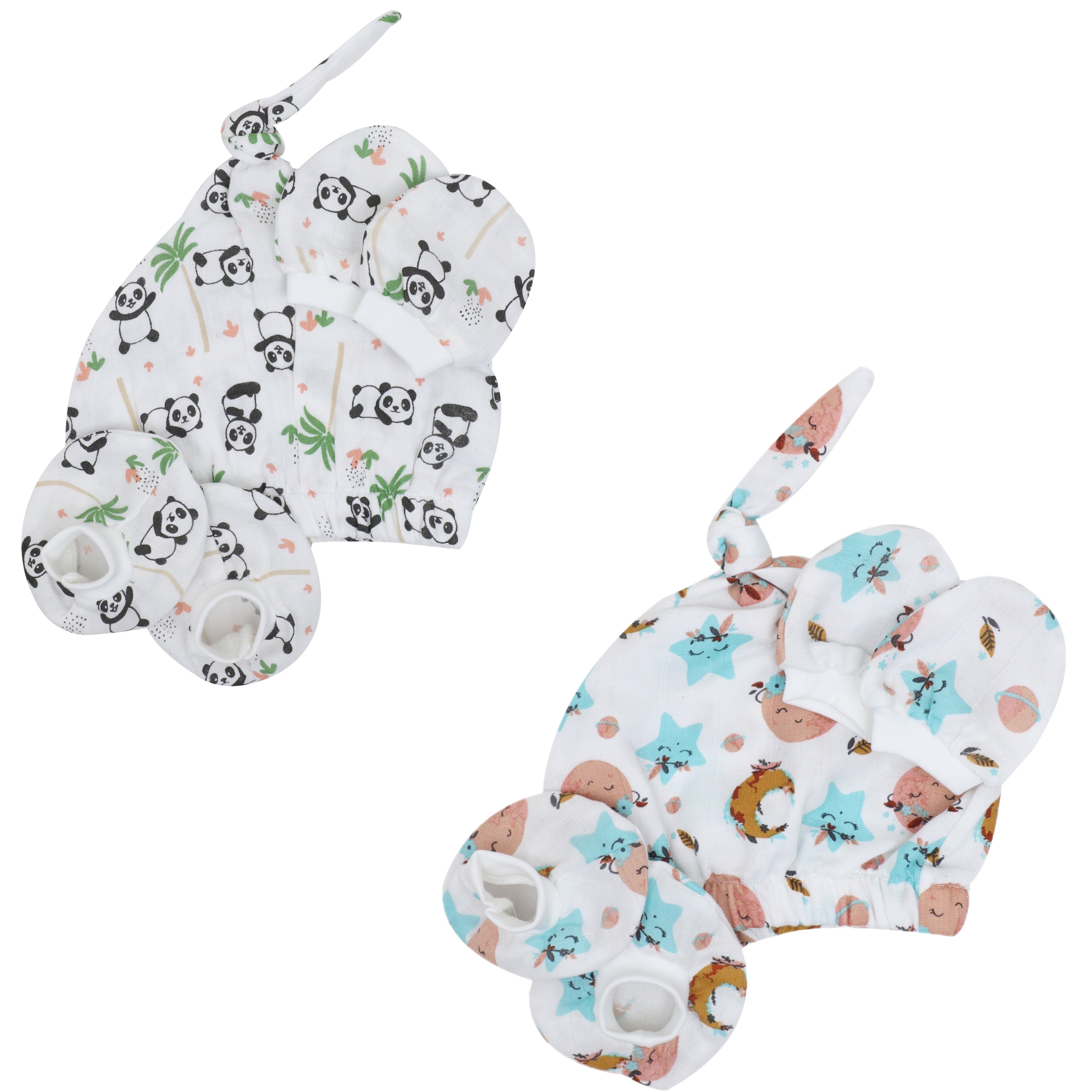 Cap Booties & Mittens - Muslin - 2 Pack