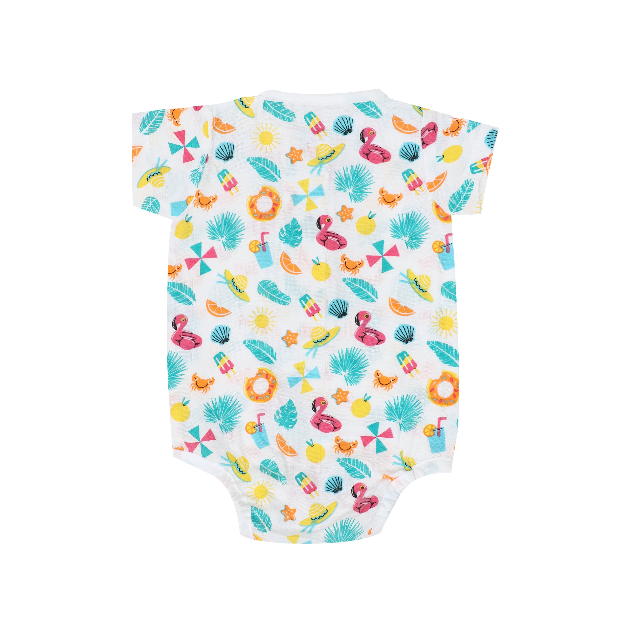 Muslin Bodysuit with Cap - Summer Splash