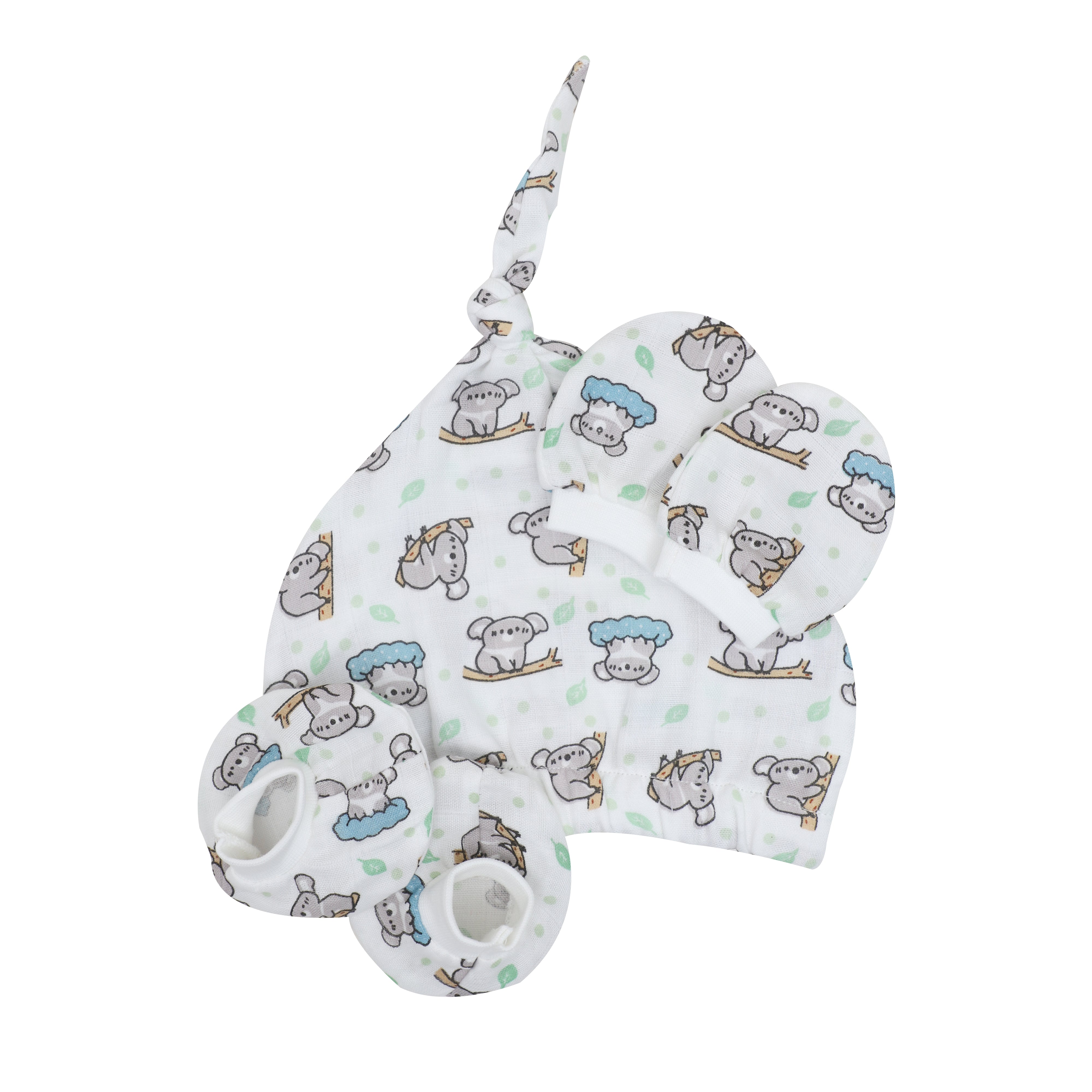 New Muslin Cap Booties & Mittens