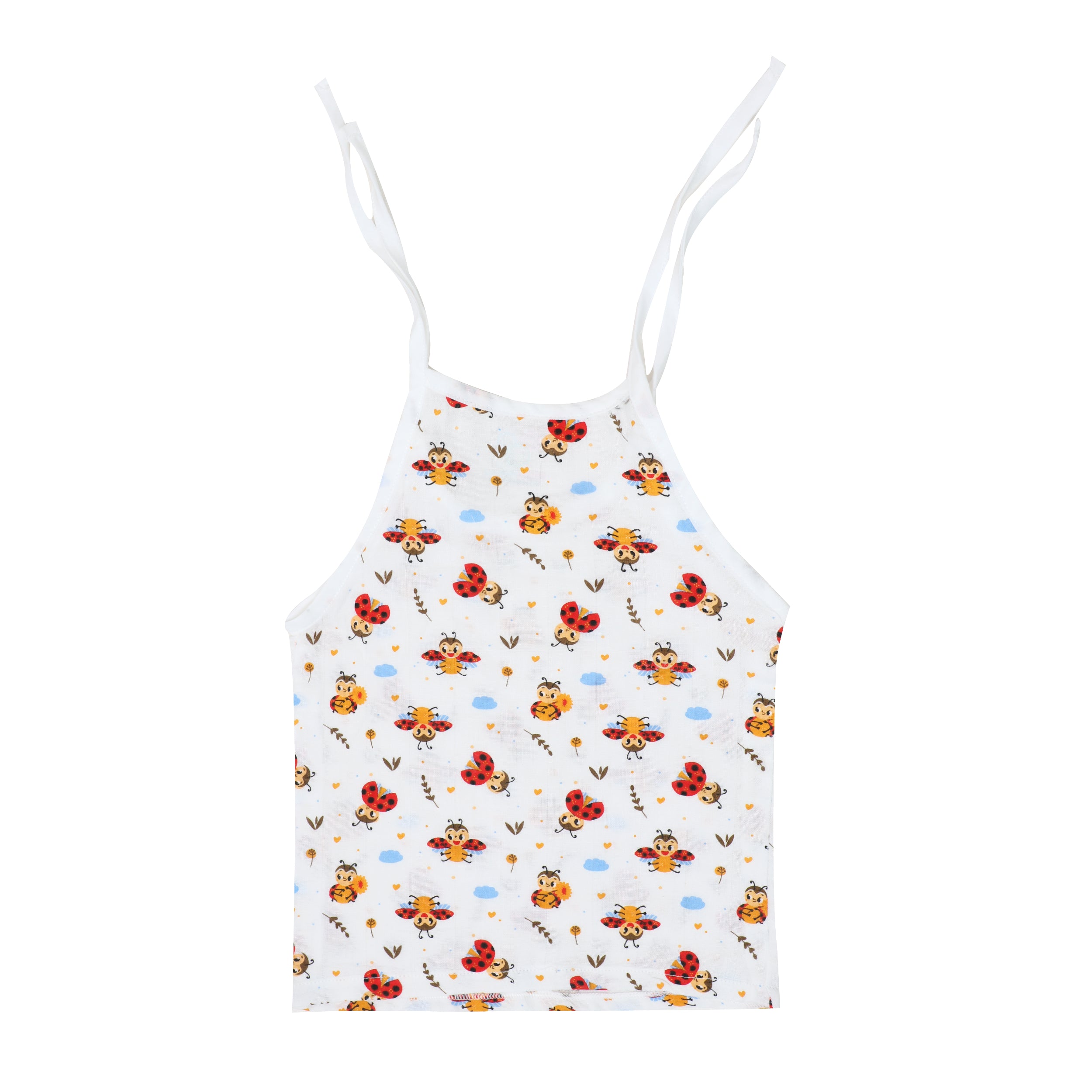 Organic Muslin Jabla | Knotted - LadyBug Charm