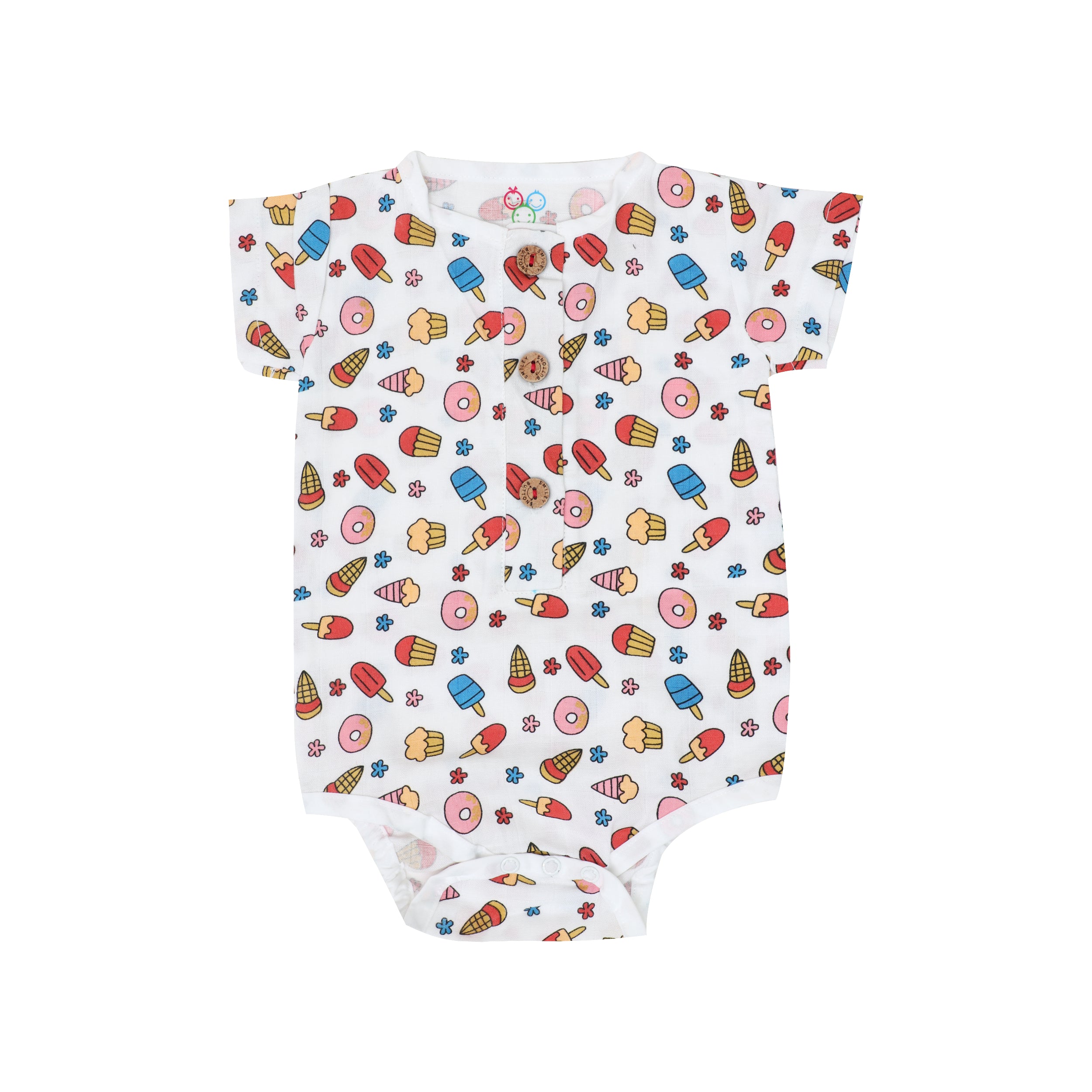 Muslin Bodysuit with Cap - Sundae Swirl