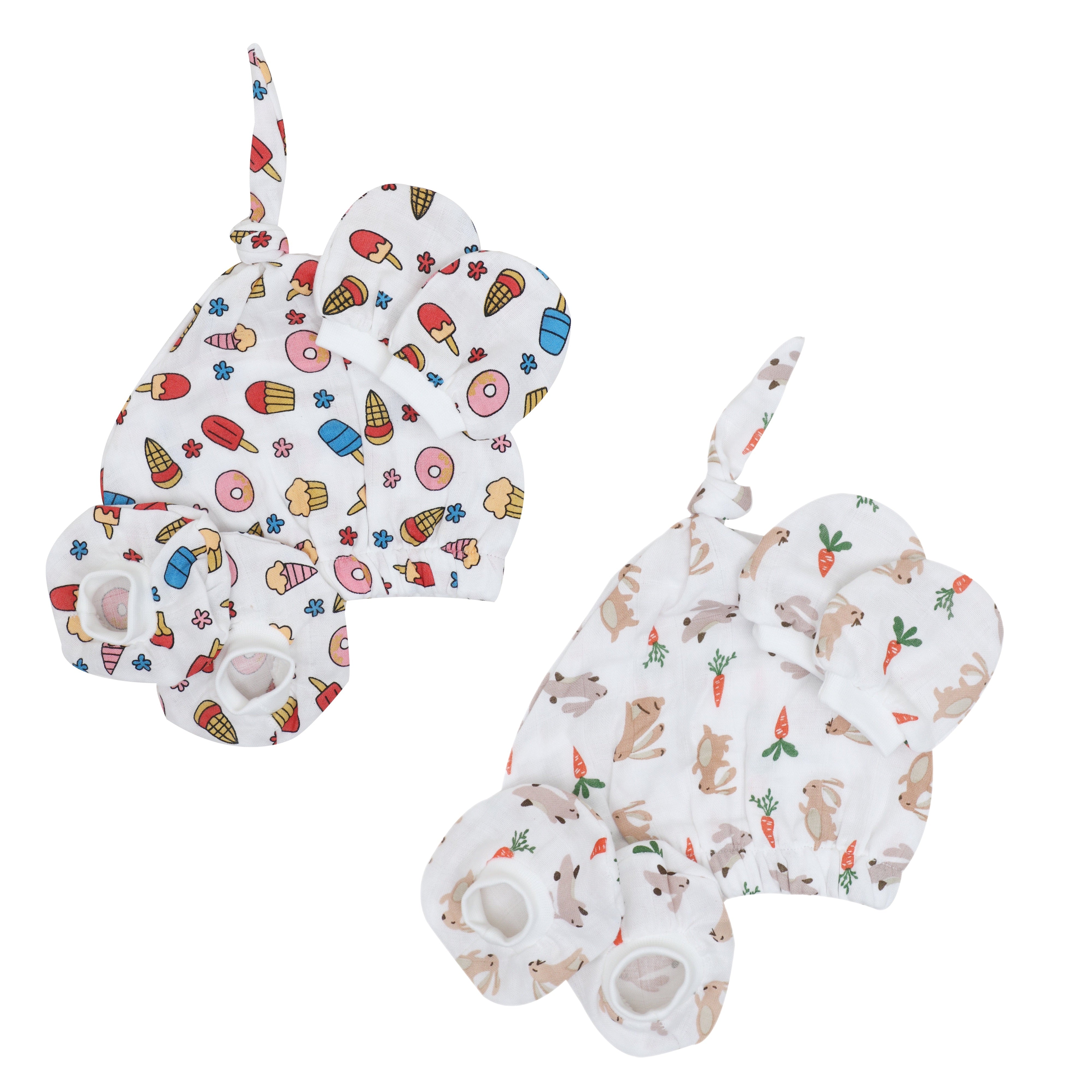 Cap Booties & Mittens - Muslin - 2 Pack