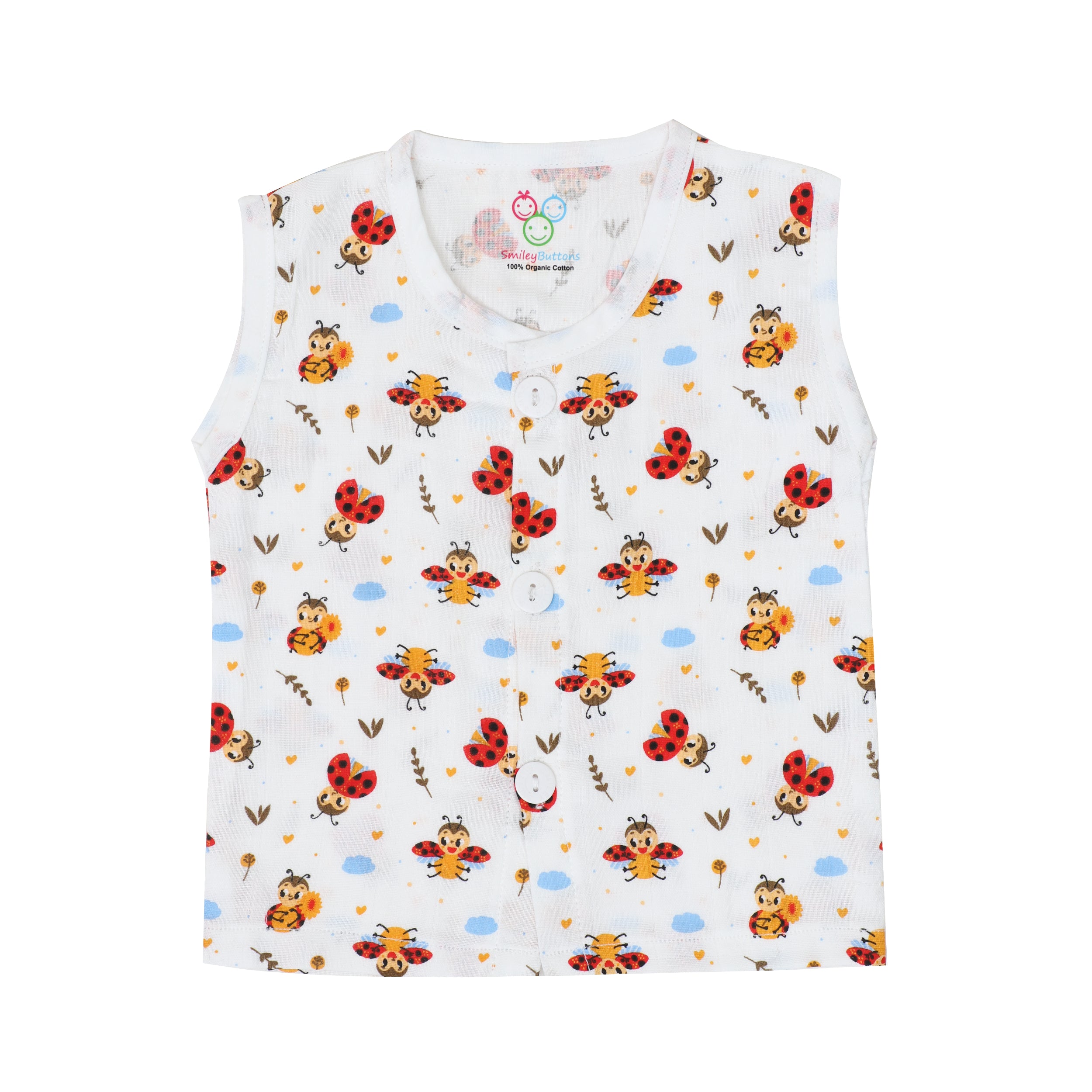 Organic Muslin Jabla - Lady Bug Charm