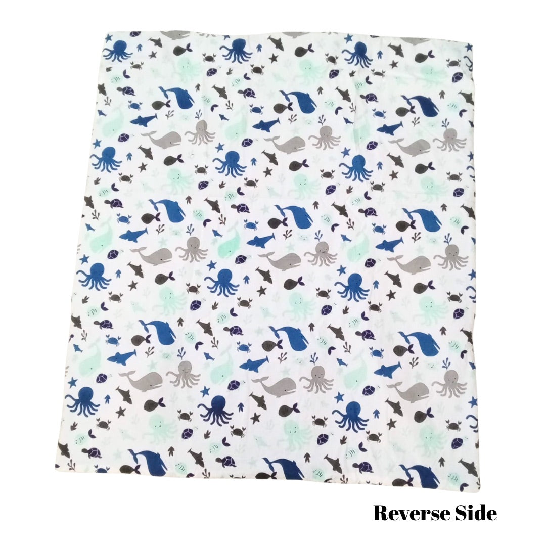 Cotton Baby Quilt Reversible - Sea