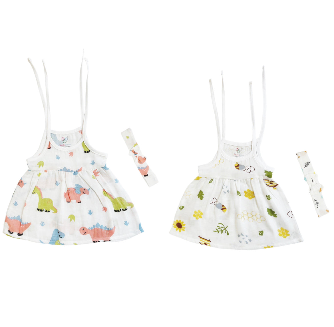 Organic Muslin Frock Jabla With Bow - Pack of 2