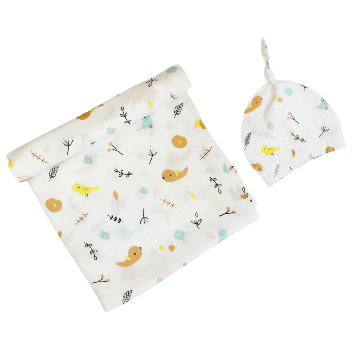 Organic Muslin Towel - Cap/Bow - Bird