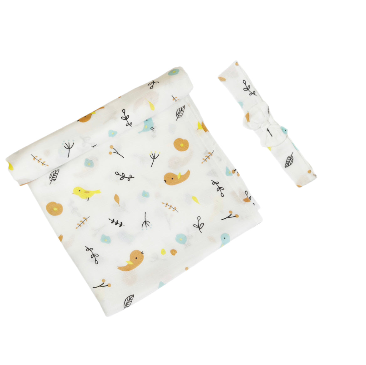 Organic Muslin Towel - Cap/Bow - Bird