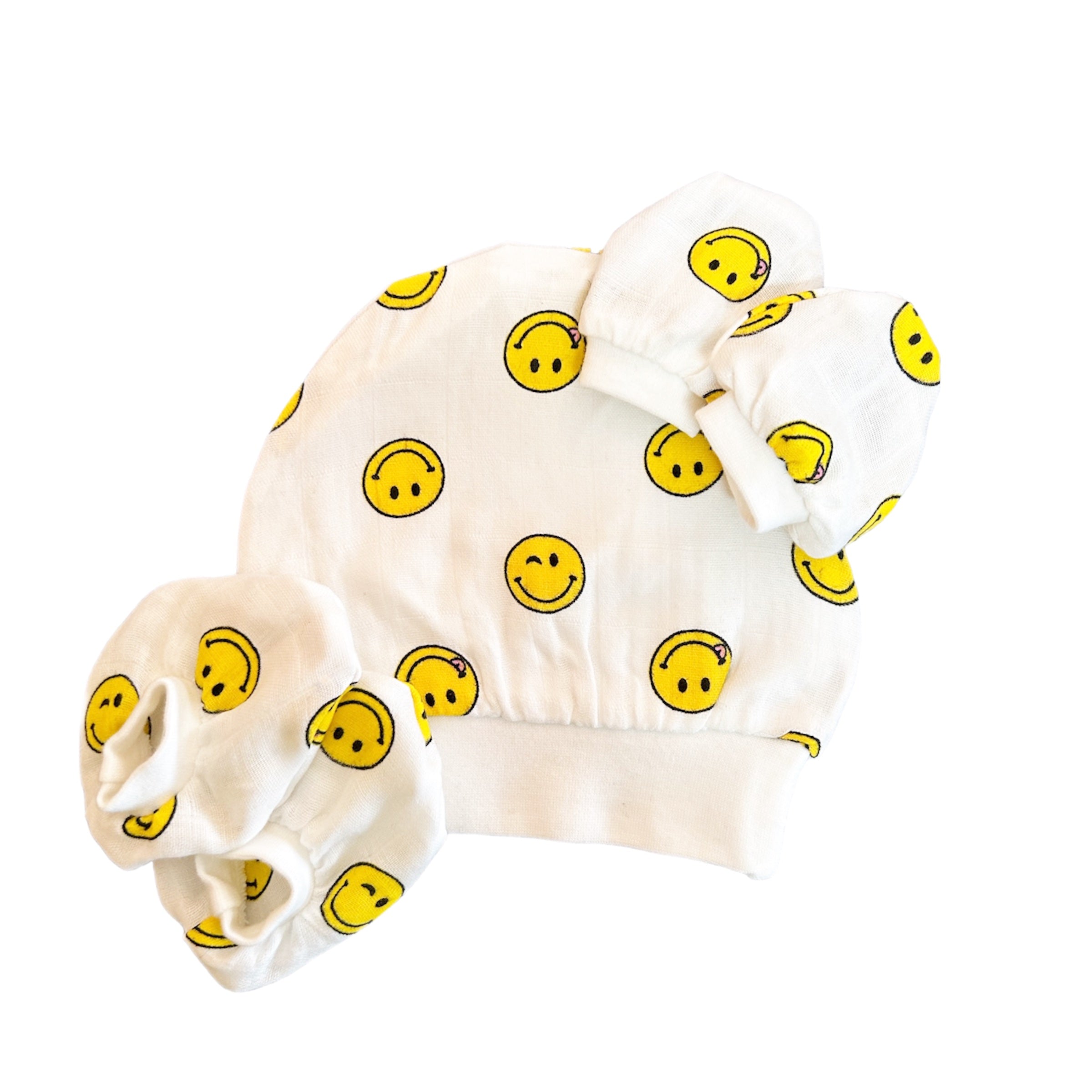 New Muslin Cap Booties & Mittens 2 set