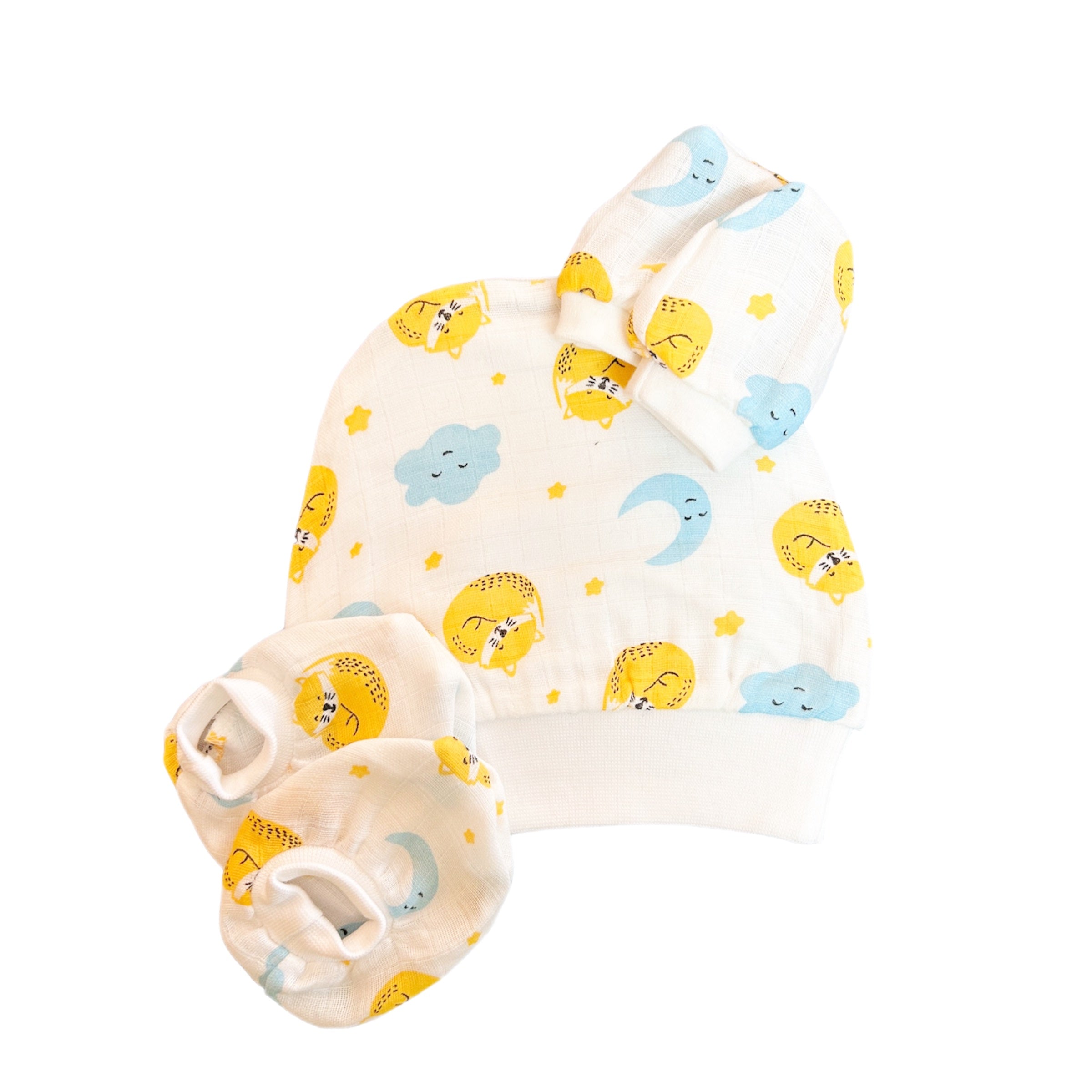 New Muslin Cap Booties & Mittens 2 set