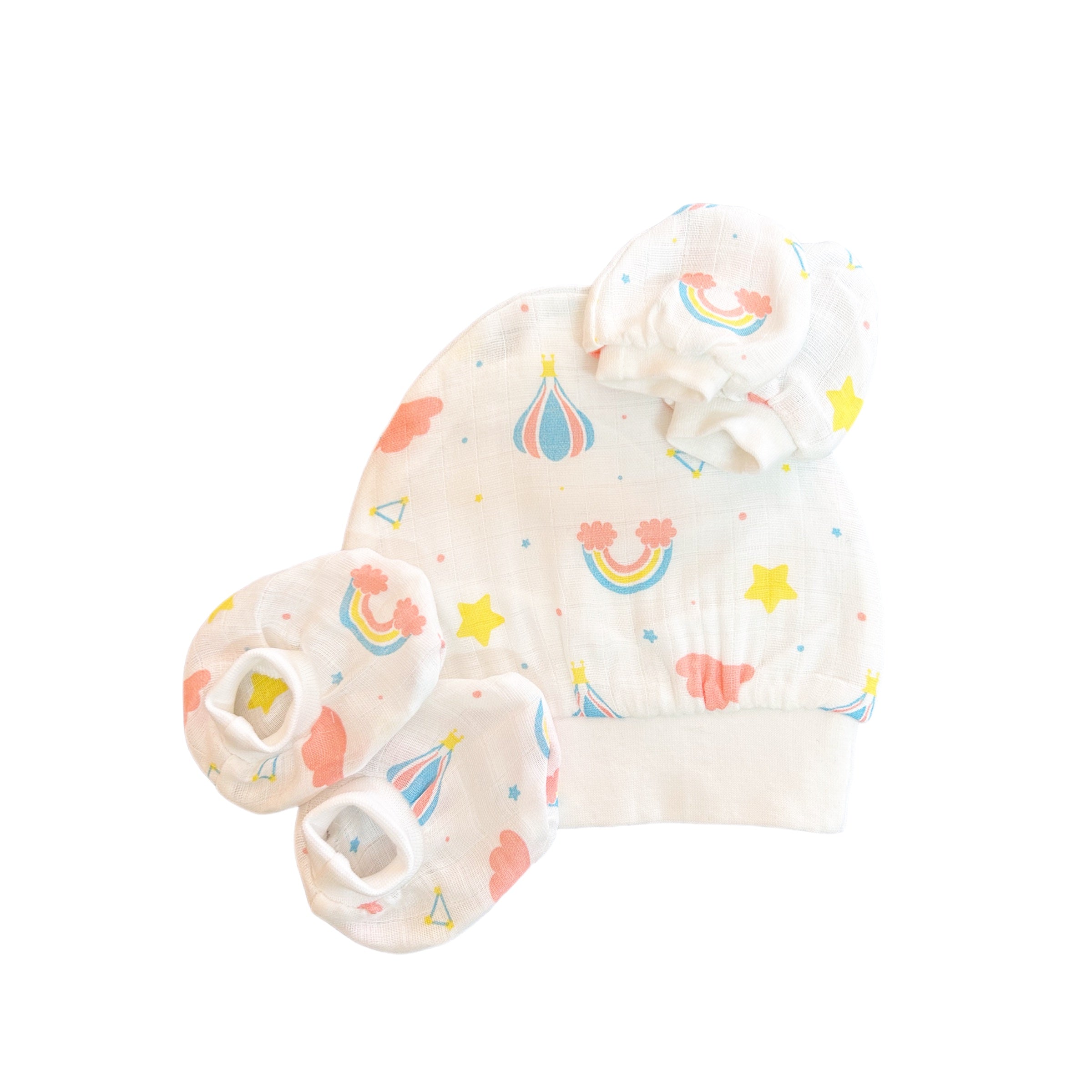 New Muslin Cap Booties & Mittens 2 set