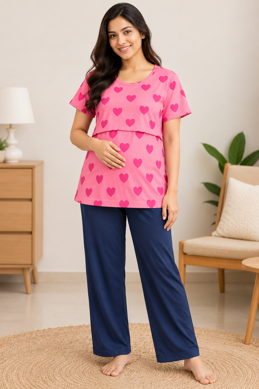 Feeding tshirt with pallazo pant - Heart