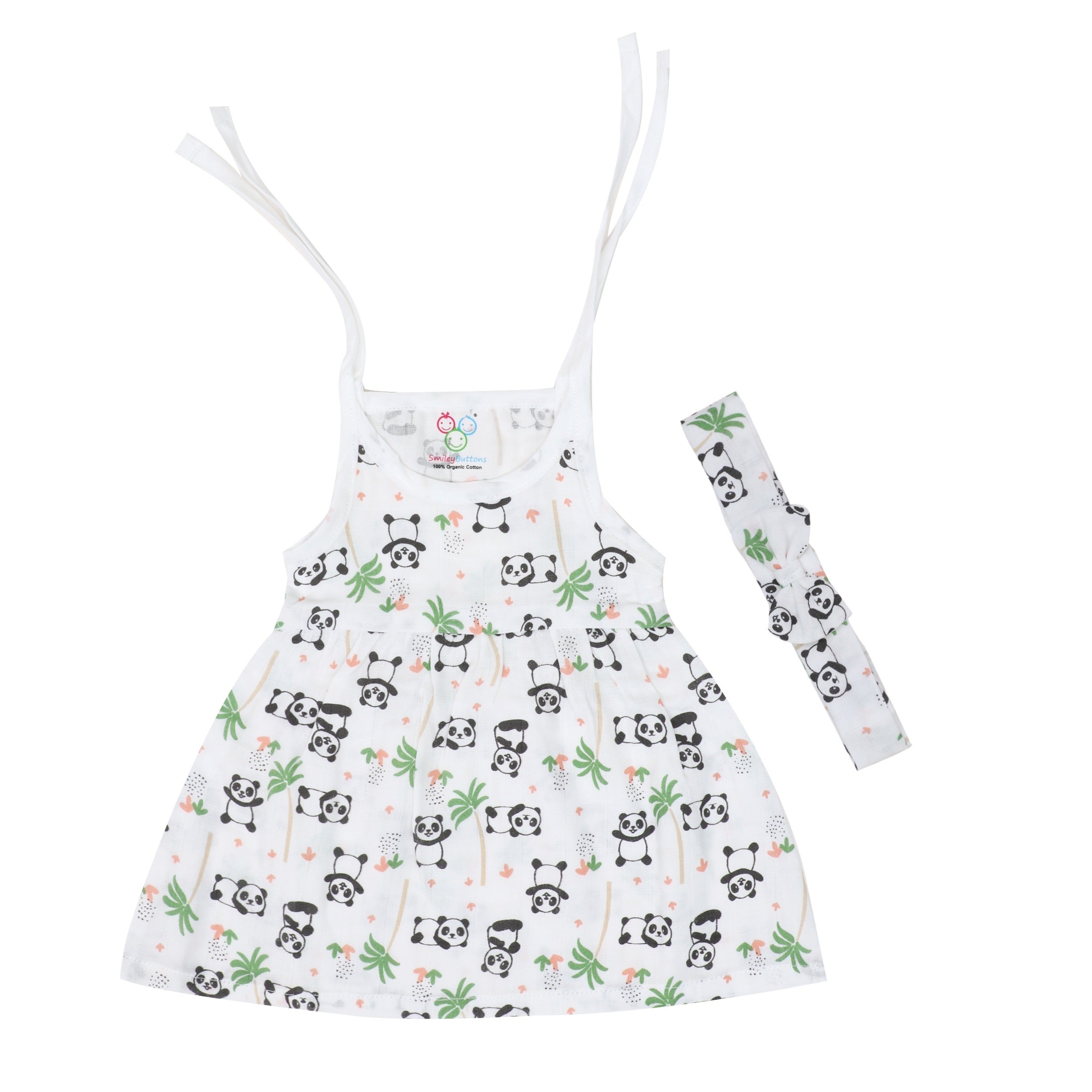 Muslin Frock Jabla With Bow - Panda