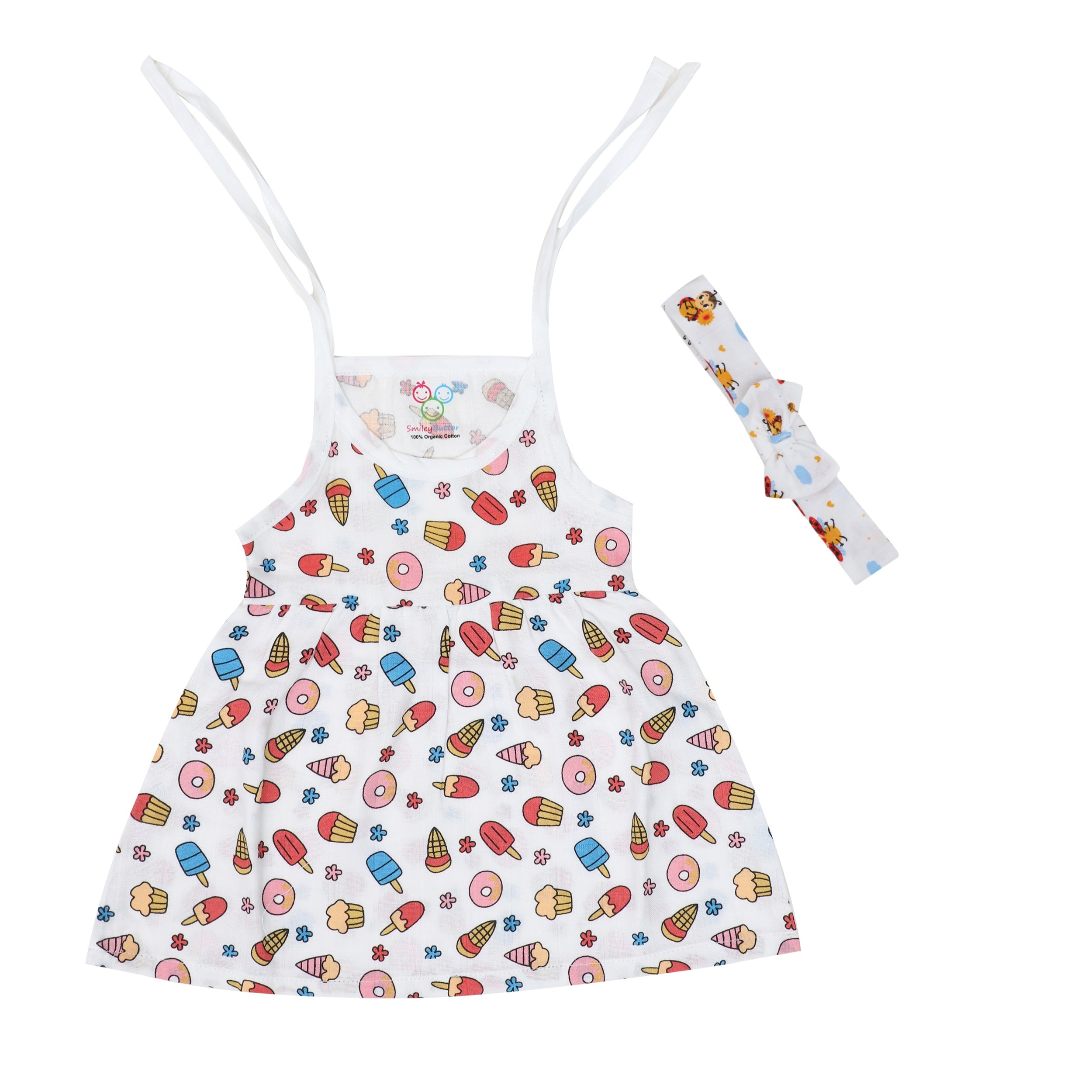 Muslin Frock Jabla With Bow - Sundae Swirl
