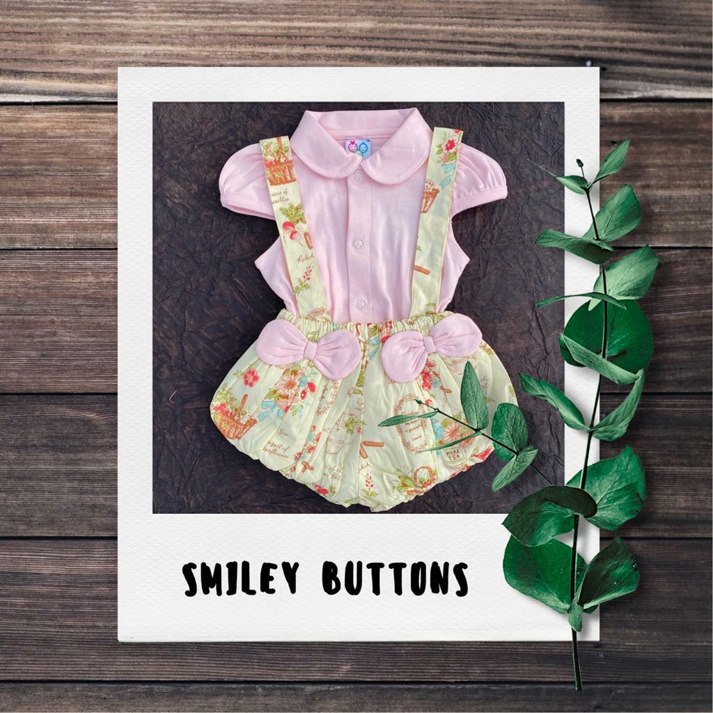 Dungaree - Pink Girly | Buy Cute Dungaree Dress For Newborn Baby Boy & Girl | Smiley Buttons