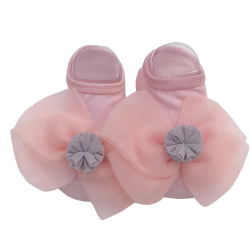 Baby Socks - Pink Bow | Soft Cotton Socks For Newborn Baby Boy | Smiley Buttons
