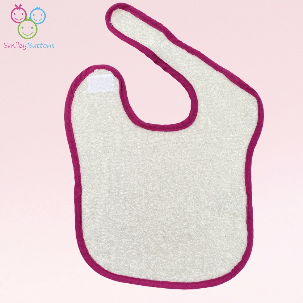 Velcro Terry BIB - Off White and Pink | Velcro Terry Bib Off White Pink