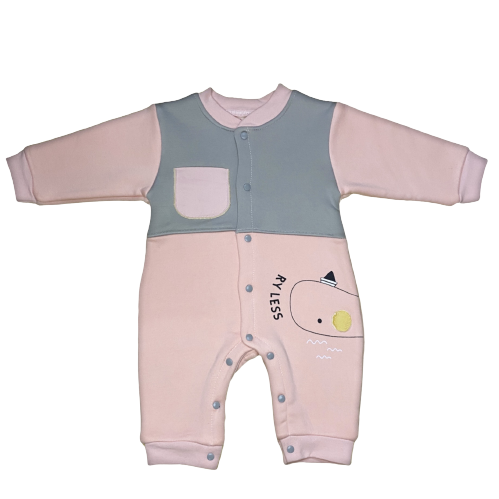 Footie - Pink Shark | Buy Unisex Cotton Zipper Footie For Newborn Baby | Smiley Buttons