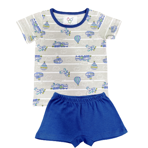 T-Shirt & Shorts - Parachute Grey | Buy Soft T Shirt & Short Combo for Infant Baby Boy | Smiley Buttons